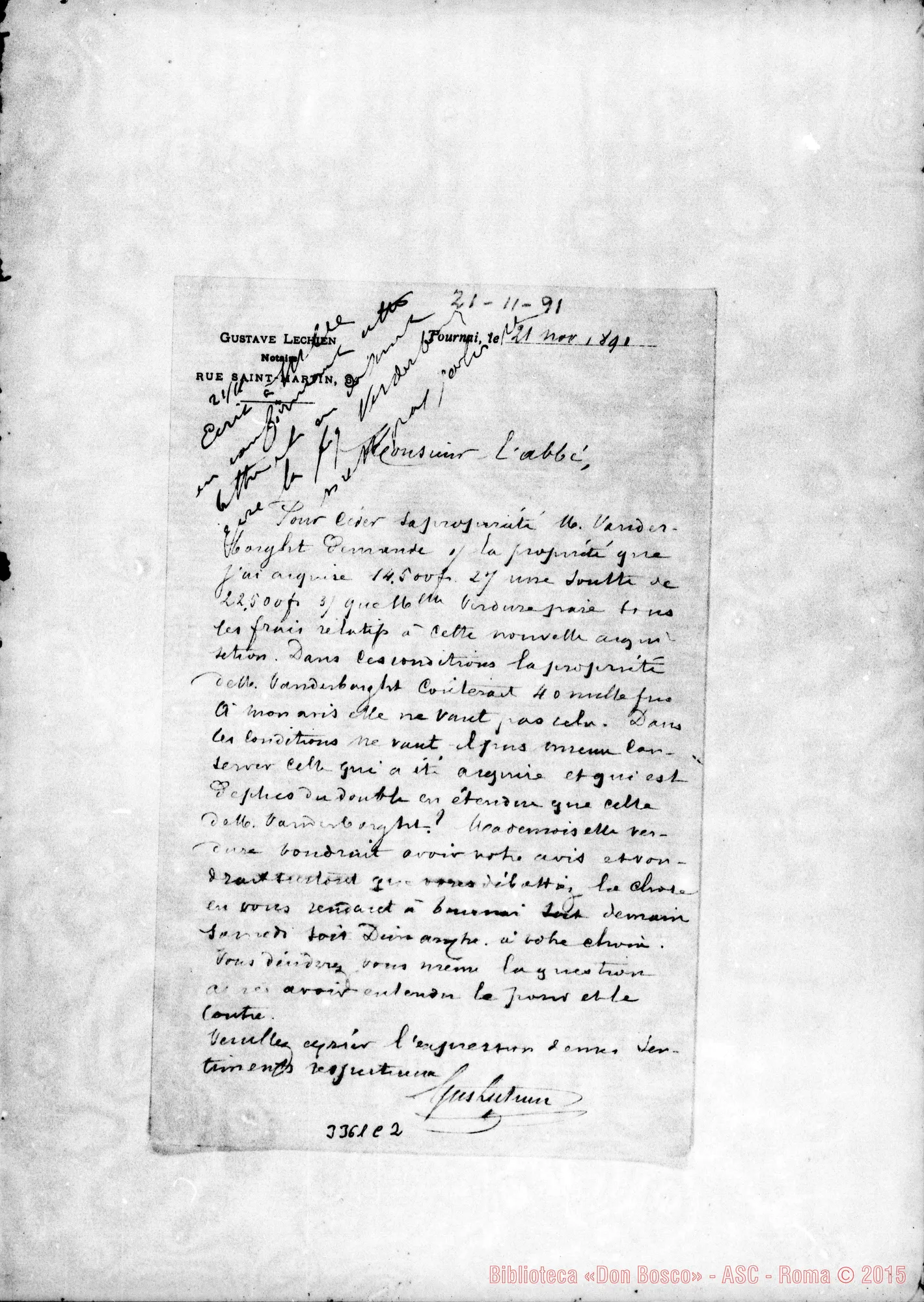 Fotogramma C 2 — Gustavo Lechien-Monsieur l’Abbé. Tournai, 21-11-1891
