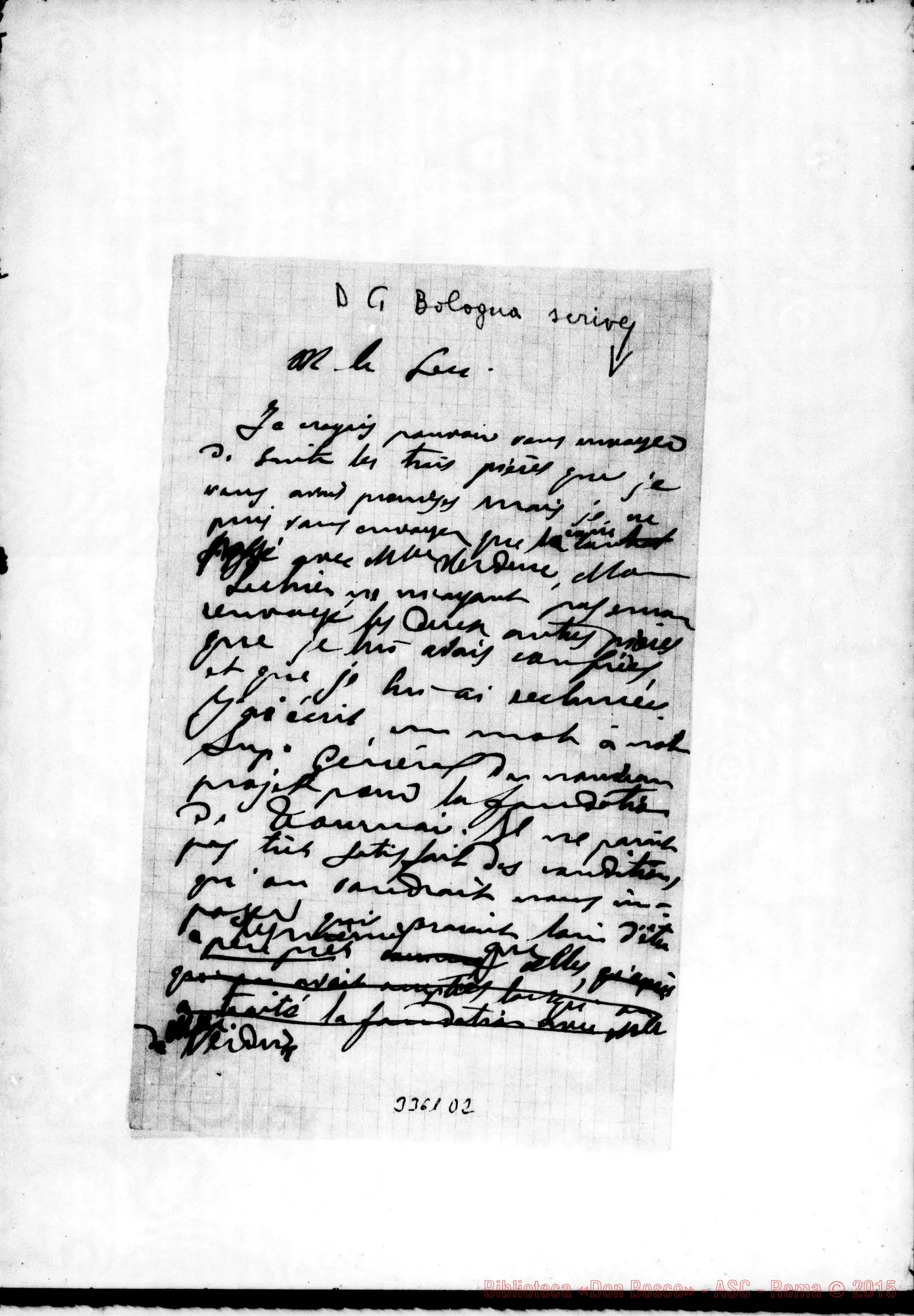 Fotogramma D 2 — Don Bologna: minuta di lettera