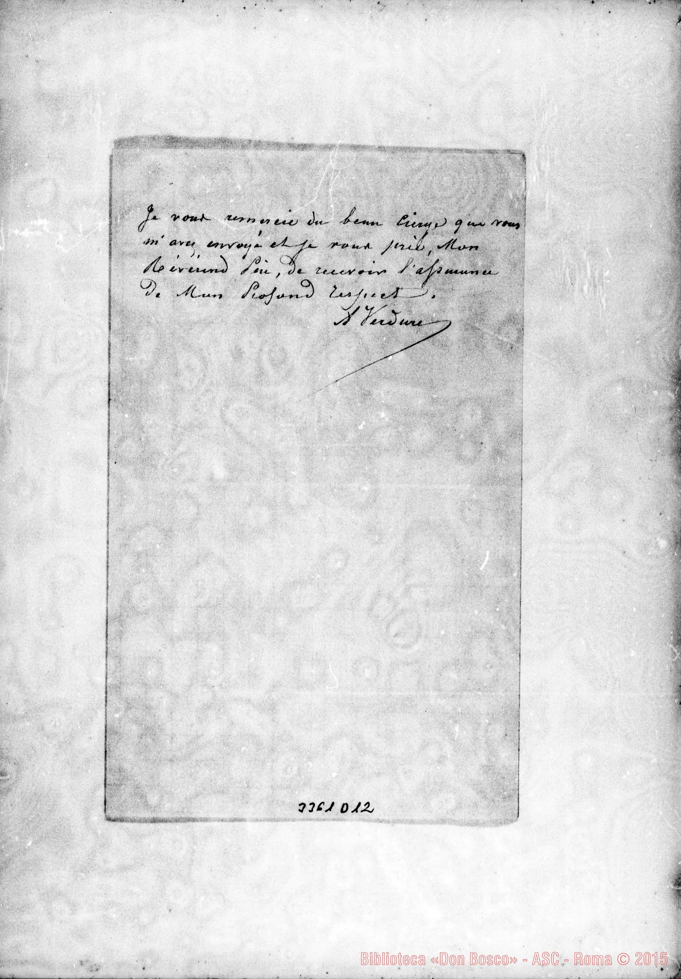 Fotogramma D 12 — M.lle Verdure-Révérend Père. Tournai, 7-02-1892