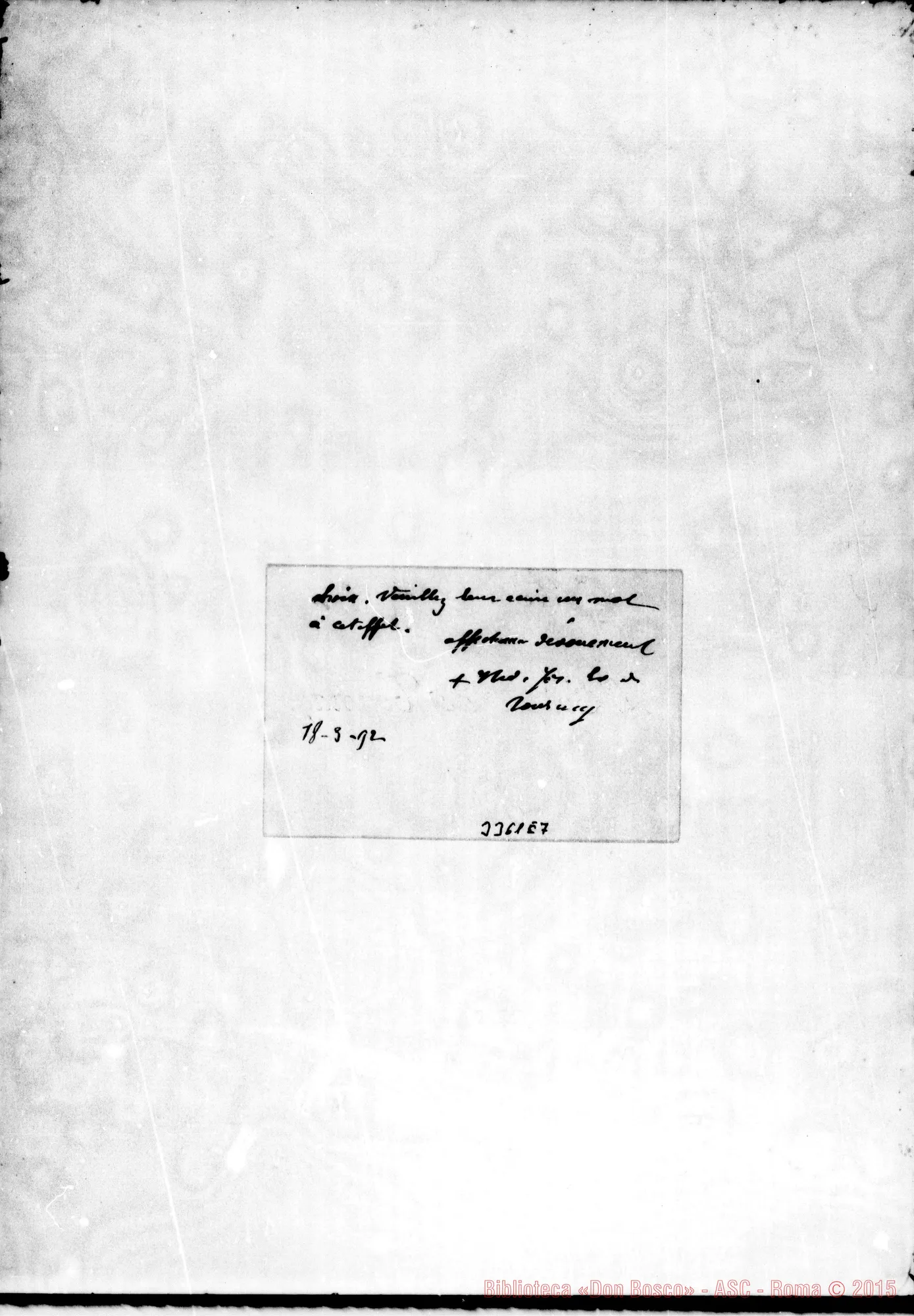 Fotogramma E 7 — Isidro Gius. du Rousseaux, vesc. di Tournai-Révérend Père. Marzo 1892