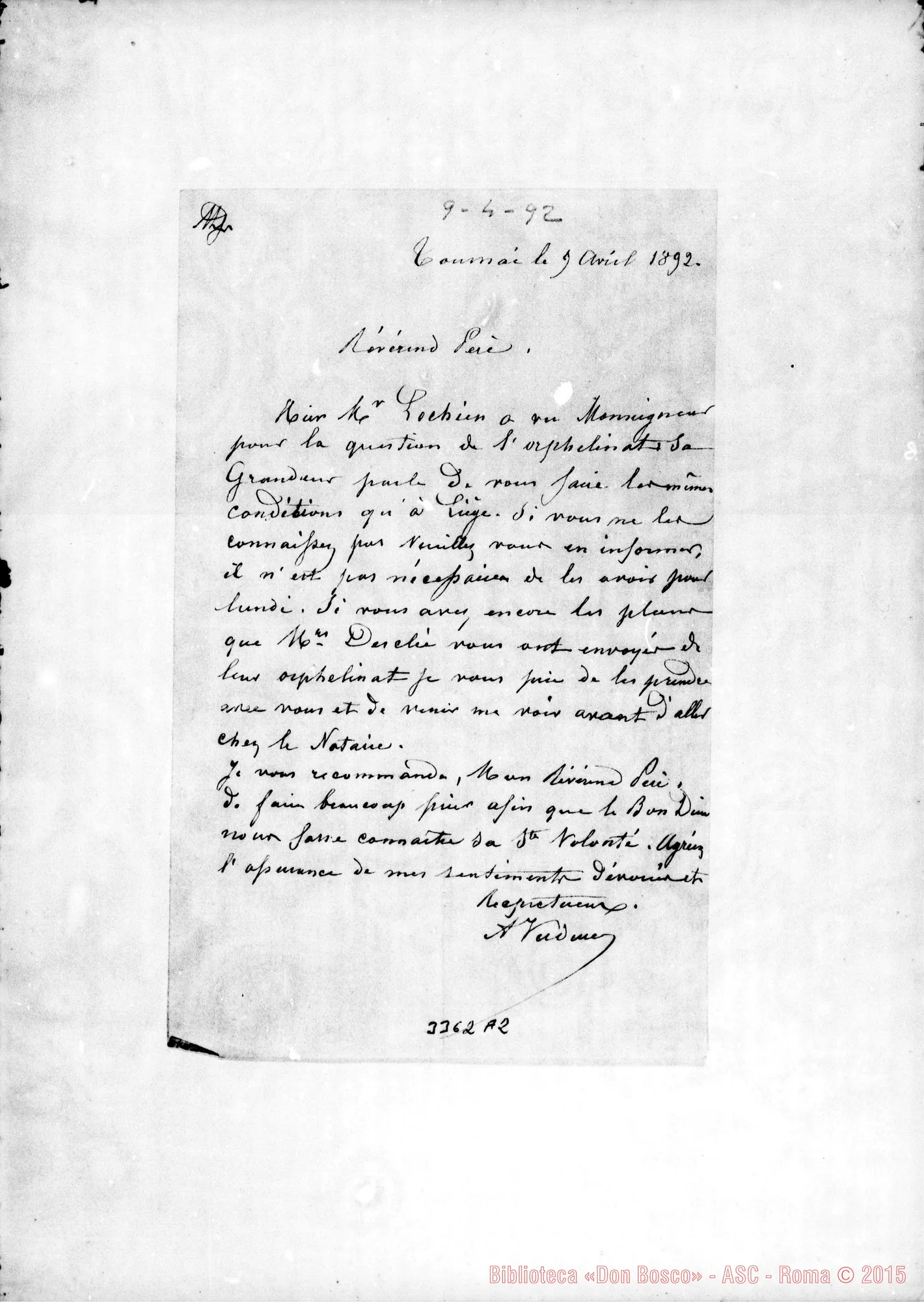 Fotogramma A 2 — M.lle Verdure-Révérend Père. Tournai, 9-04-1892