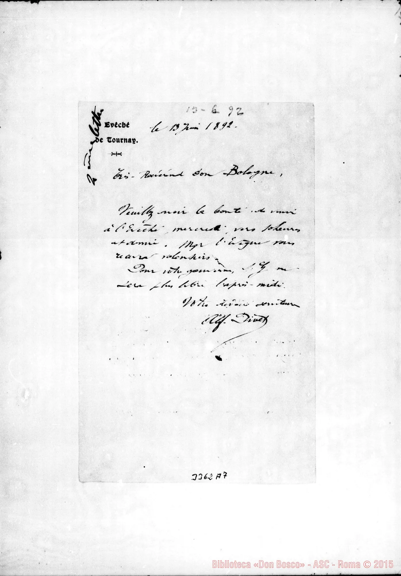 Fotogramma A 7 — Alf. Pivet-Don Bologna. Tournai, 13-06-1892