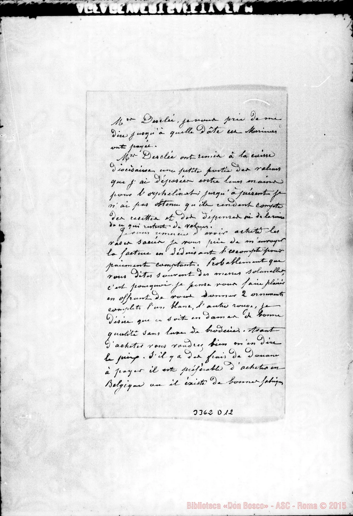 Fotogramma D 12 — M.lle Verdure-Révérend Père. Tournai, 28-01-1892