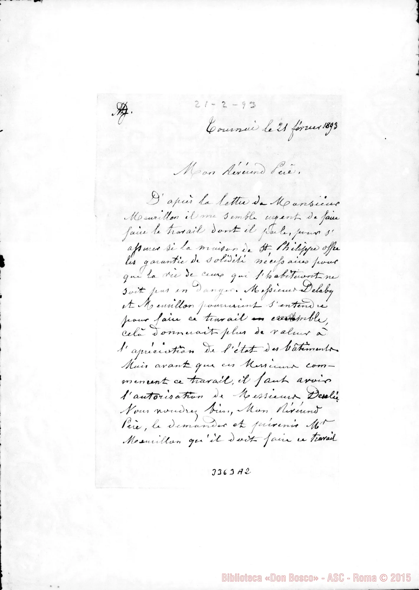 Fotogramma A 2 — M.lle Verdure-Révérend Père. Tournai, 21-02-1893