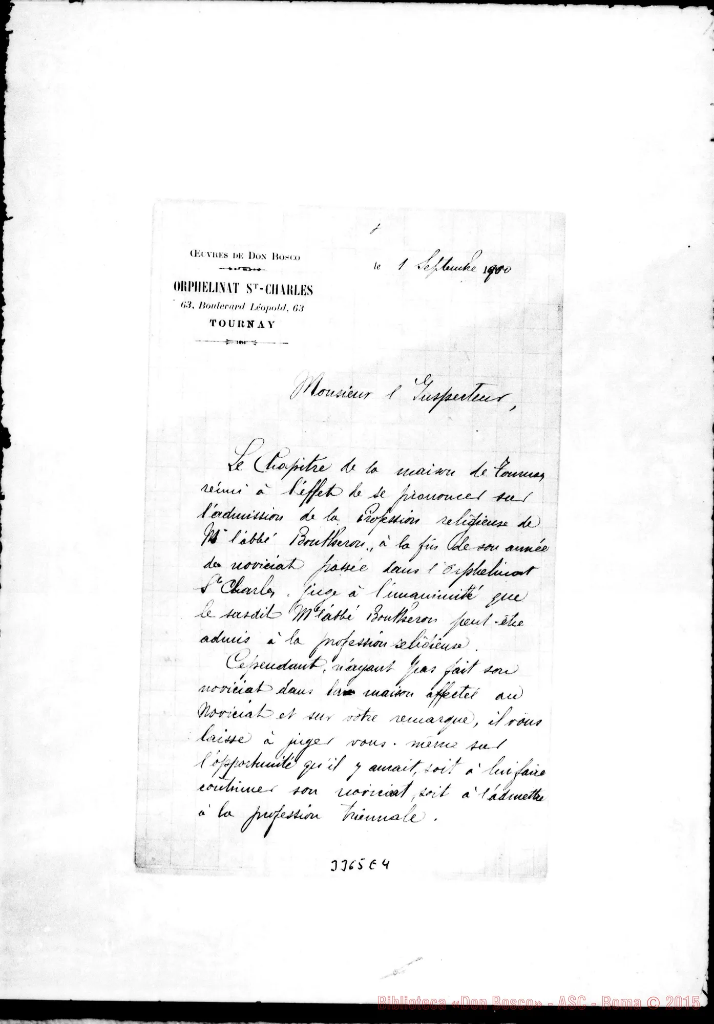 Fotogramma E 4 — Don Albino Ronchail-Ispettore. Tournai, 1-09-1900