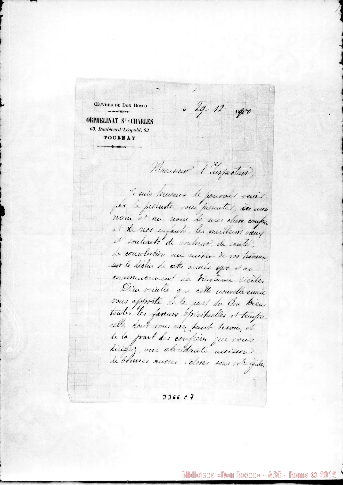 Fotogramma C 7 — Don Albino Ronchail-Ispettore. Tournai, 29-12-1900