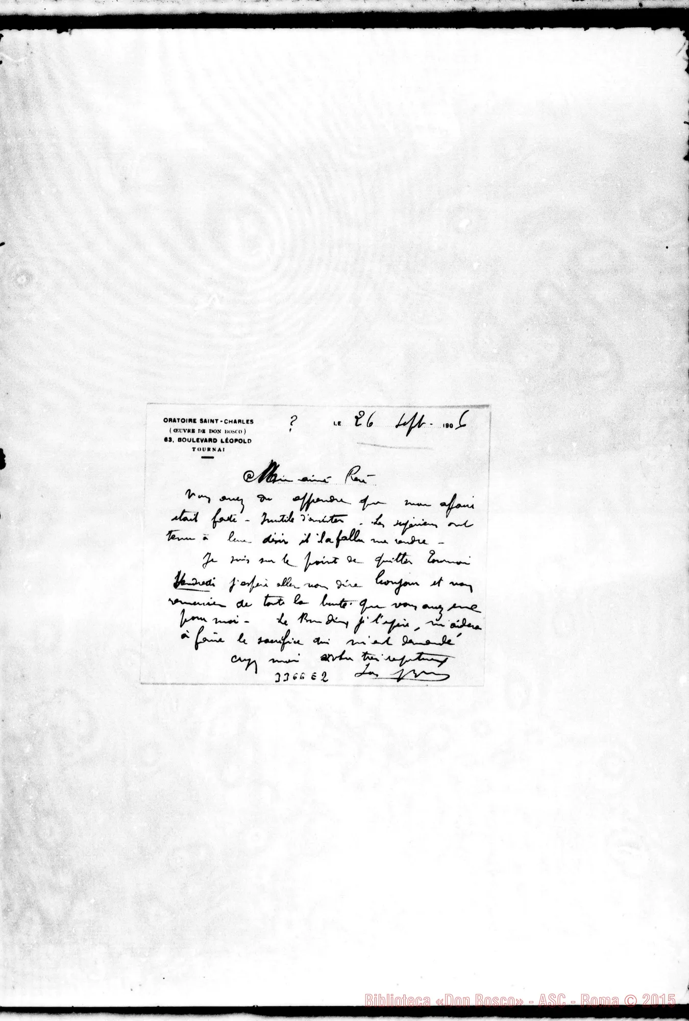 Fotogramma E 2 — Don Patarelli-Supérieur. Tournai, 26-09-1906