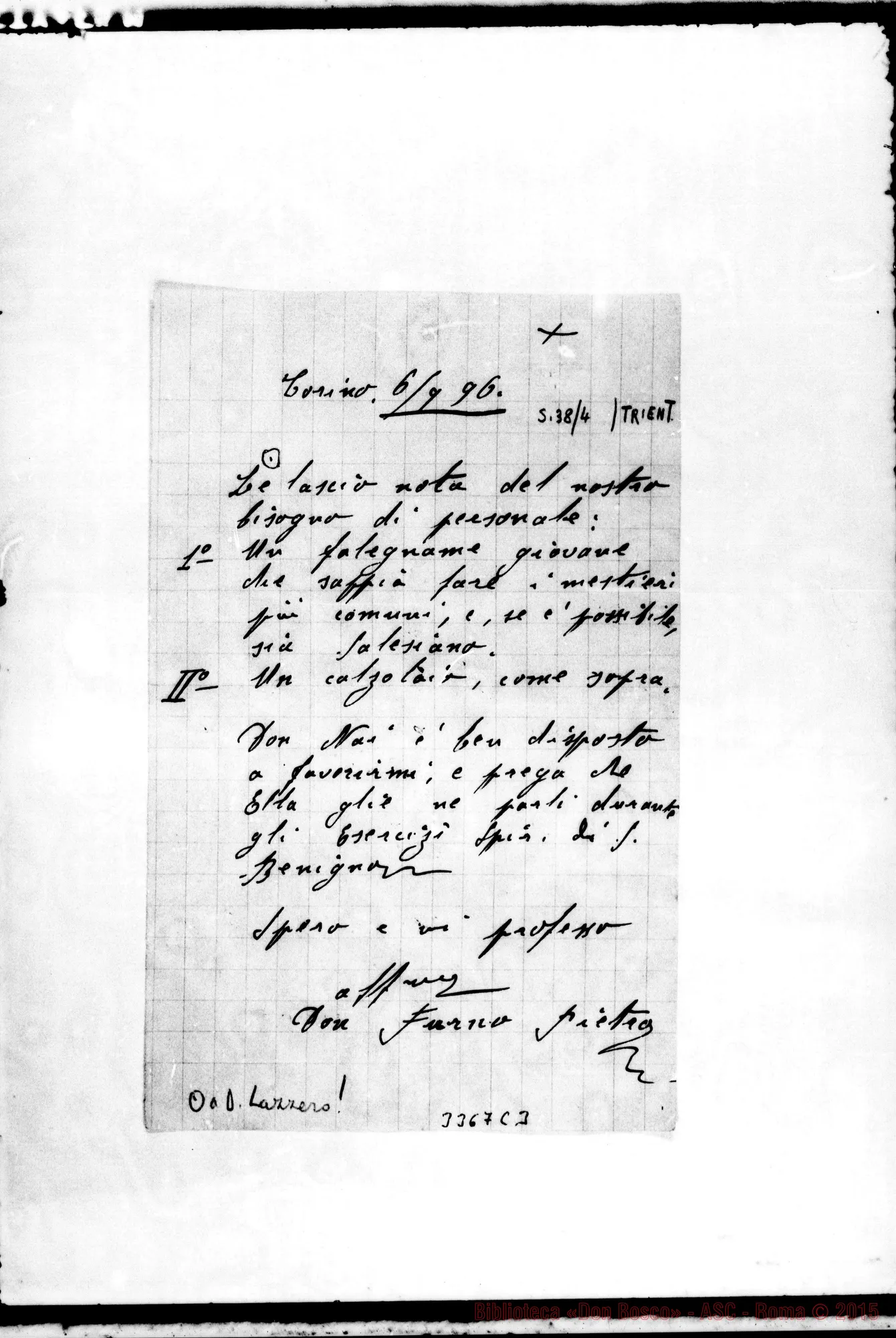 Fotogramma C 3 — Don Furno Pietro-Don Lazzero. Torino, 6-09-1896
