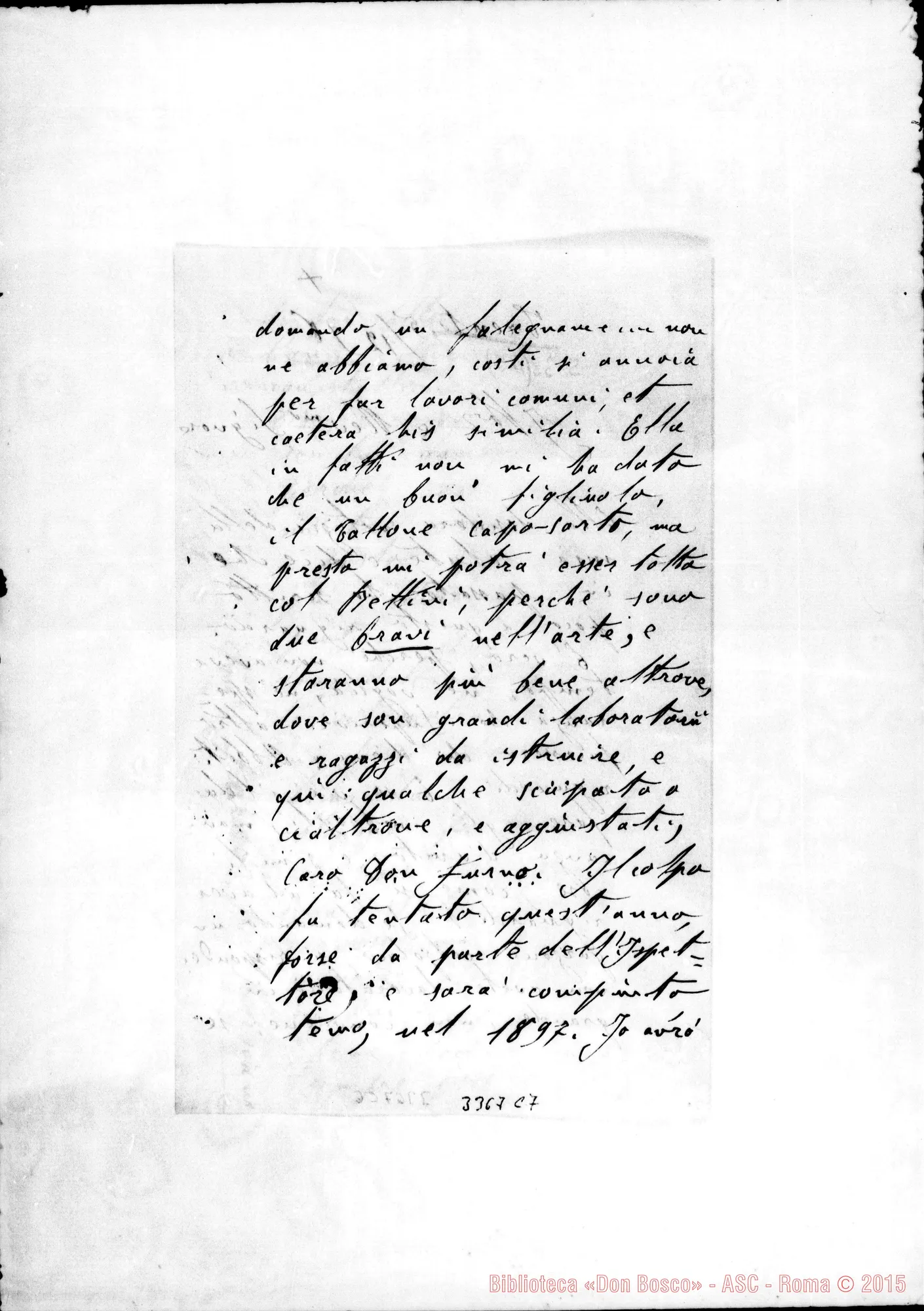 Fotogramma C 7 — Don Furno Pietro-Rev.mo Sig. Trento, 5-12-1896