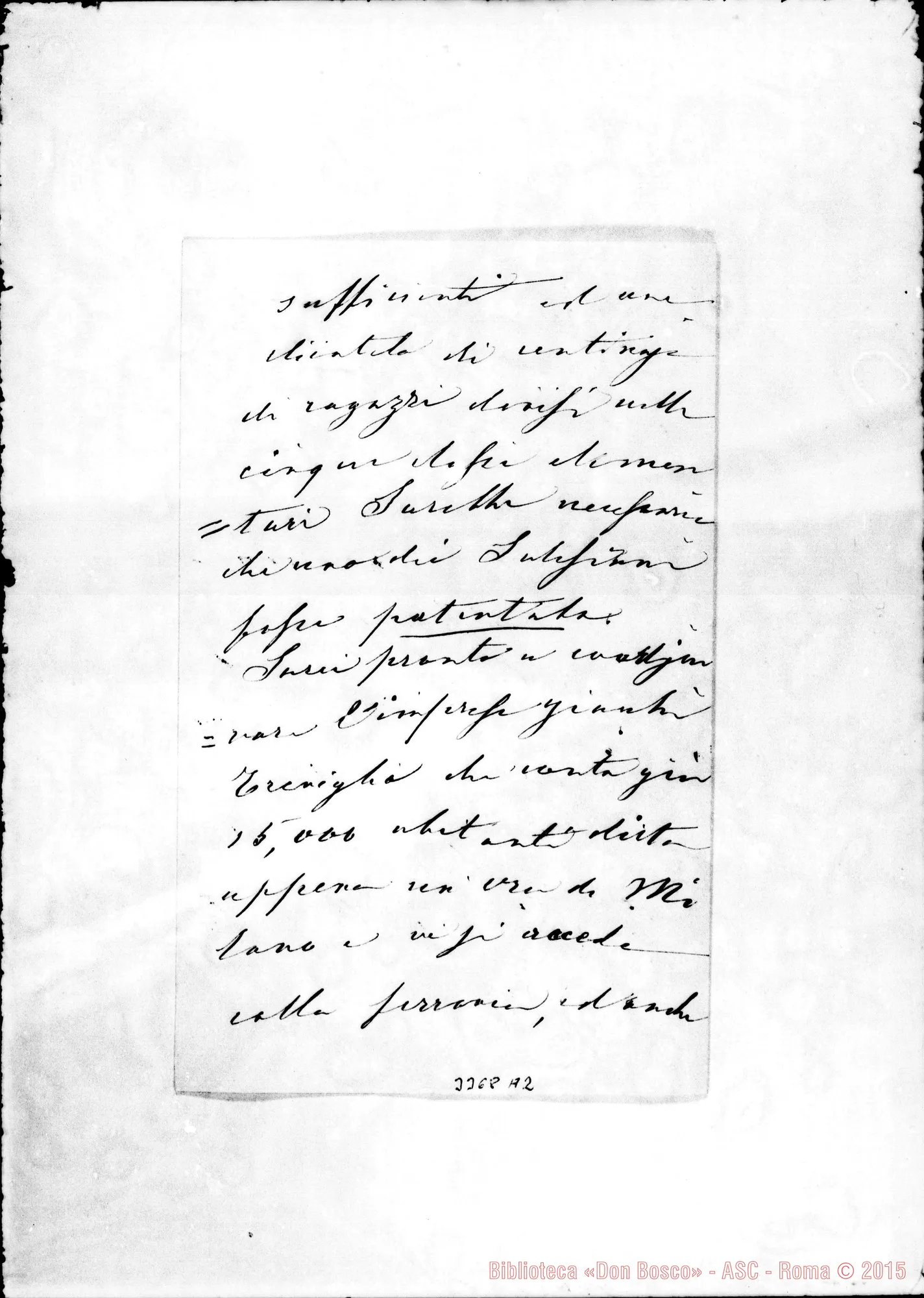 Fotogramma A 2 — Giovanni Melzi-Don Rua, il 13-06-1891 Autogr. Rua
