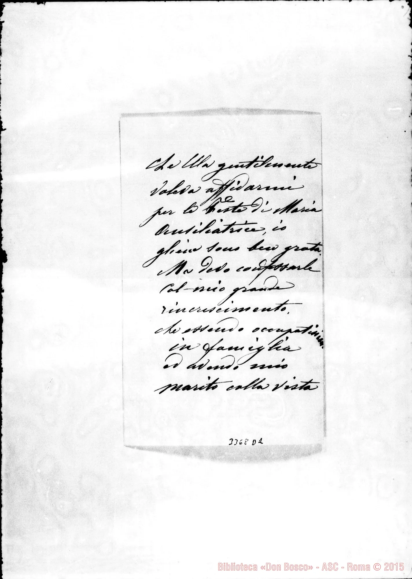 Fotogramma D 2 — Maria Melzi-Rev.do Sig. Milano, 7-05-1892 Autogr. Rua