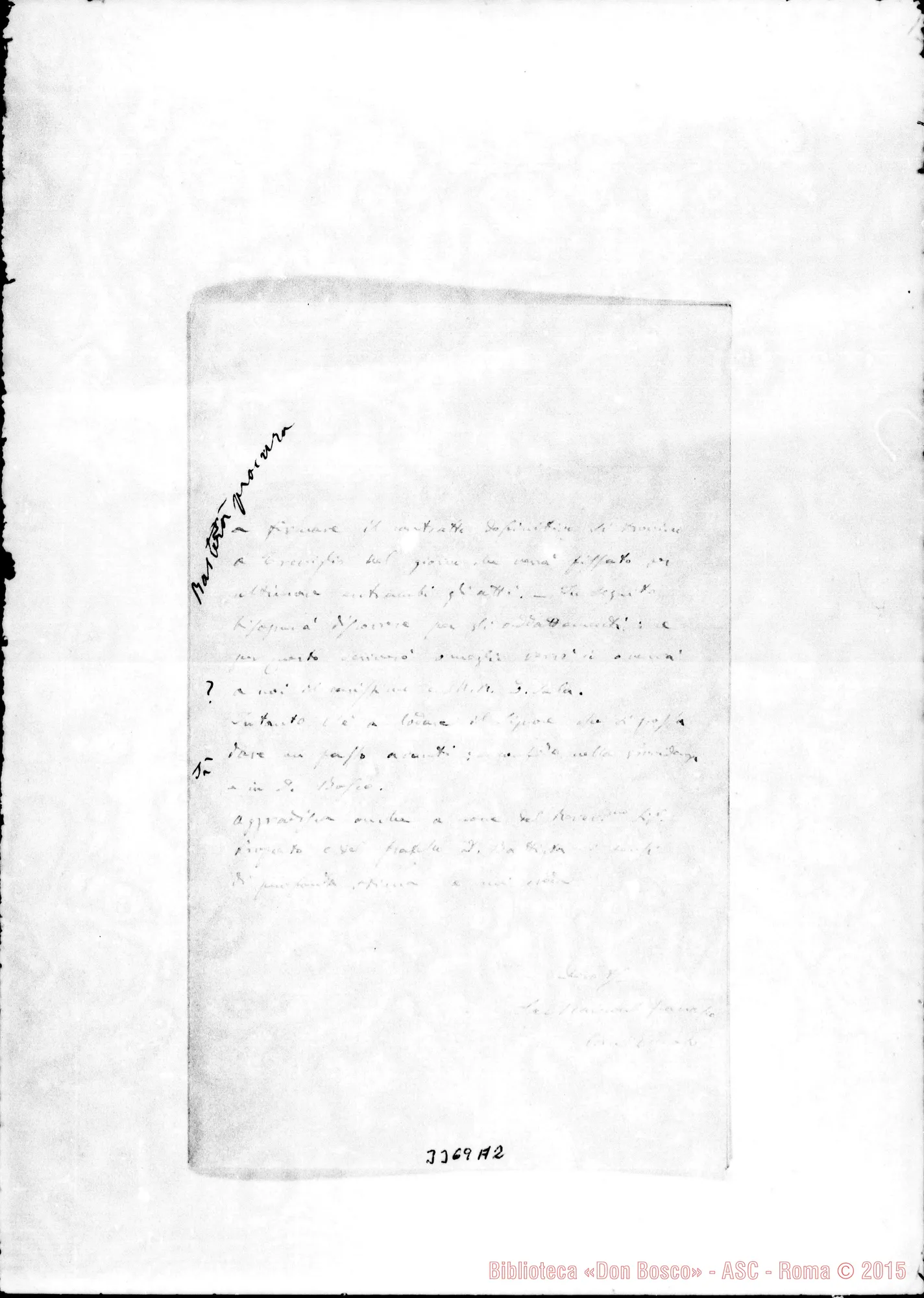Fotogramma A 2 — Don Rainoni Francesco-Rev.mo Sig. Treviglio, 14-11-1893 Autogr. Rua