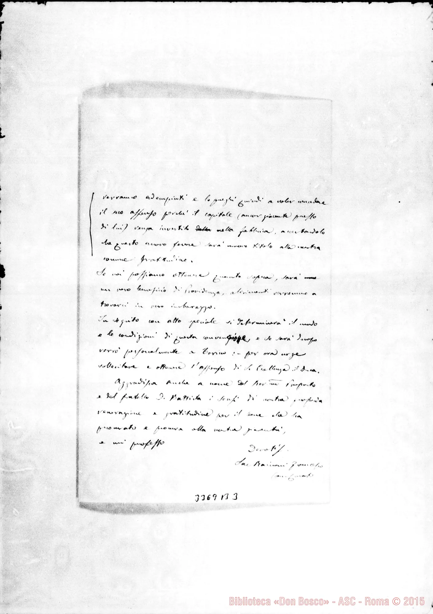 Fotogramma B 3 — Don Rainoni Francesco-Rev.mo Sig. Treviglio, 8-04-1896