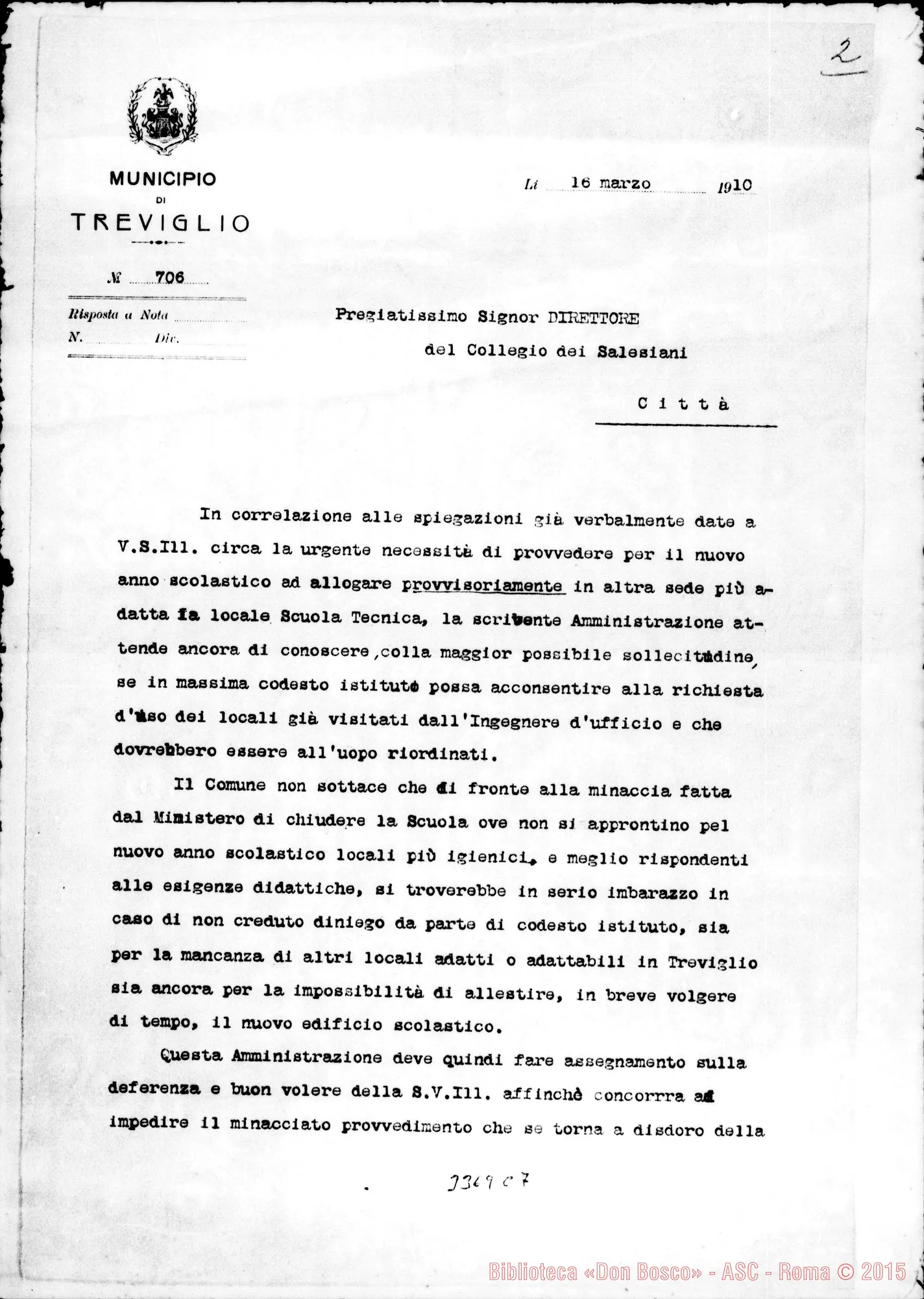 Fotogramma C 7 — Sindaco di Treviglio-Direttore dei salesiani, il 16-03-1910