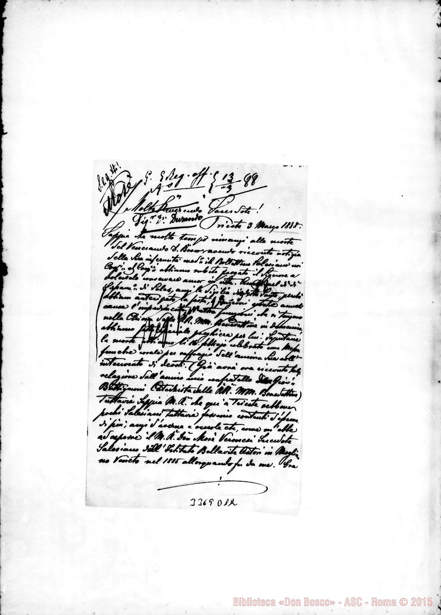 Fotogramma D 12 — Mosè Carlo Giov.-Don Durando. Trieste, 3-03-1888