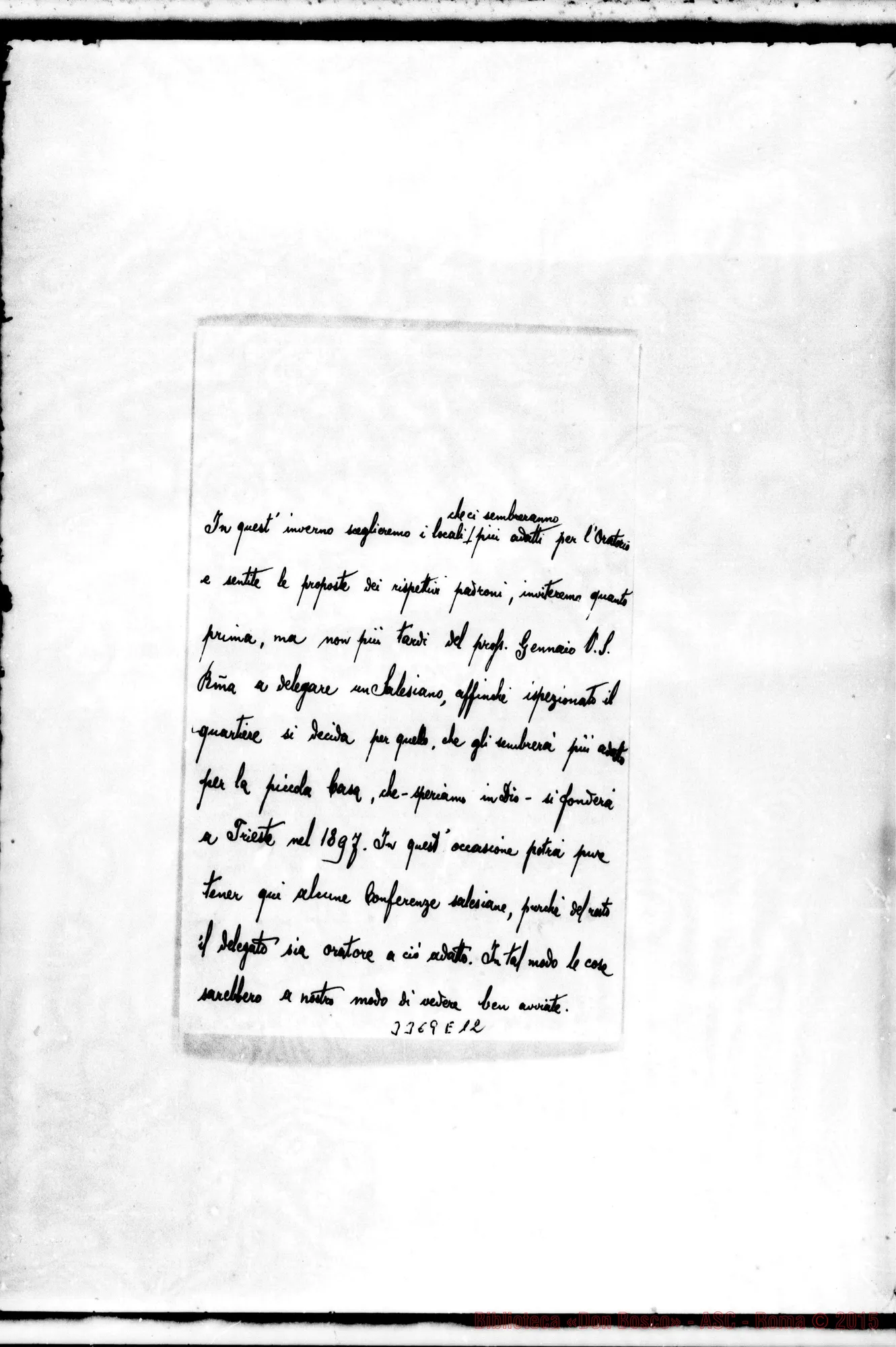 Fotogramma E 12 — Don Carlo Mecchia-Rev.mo Sig. Trieste, 8-11-1896