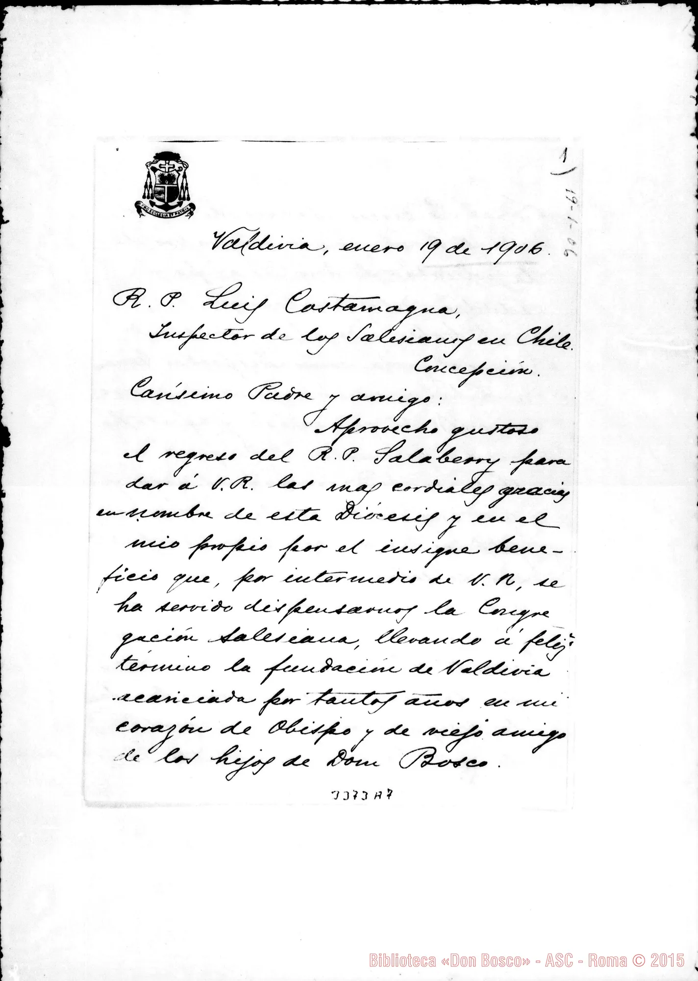 Fotogramma A 7 — Ramón Angel Jara, vesc. di Ancud-Don Luis Costamagna, il 19-01-1906