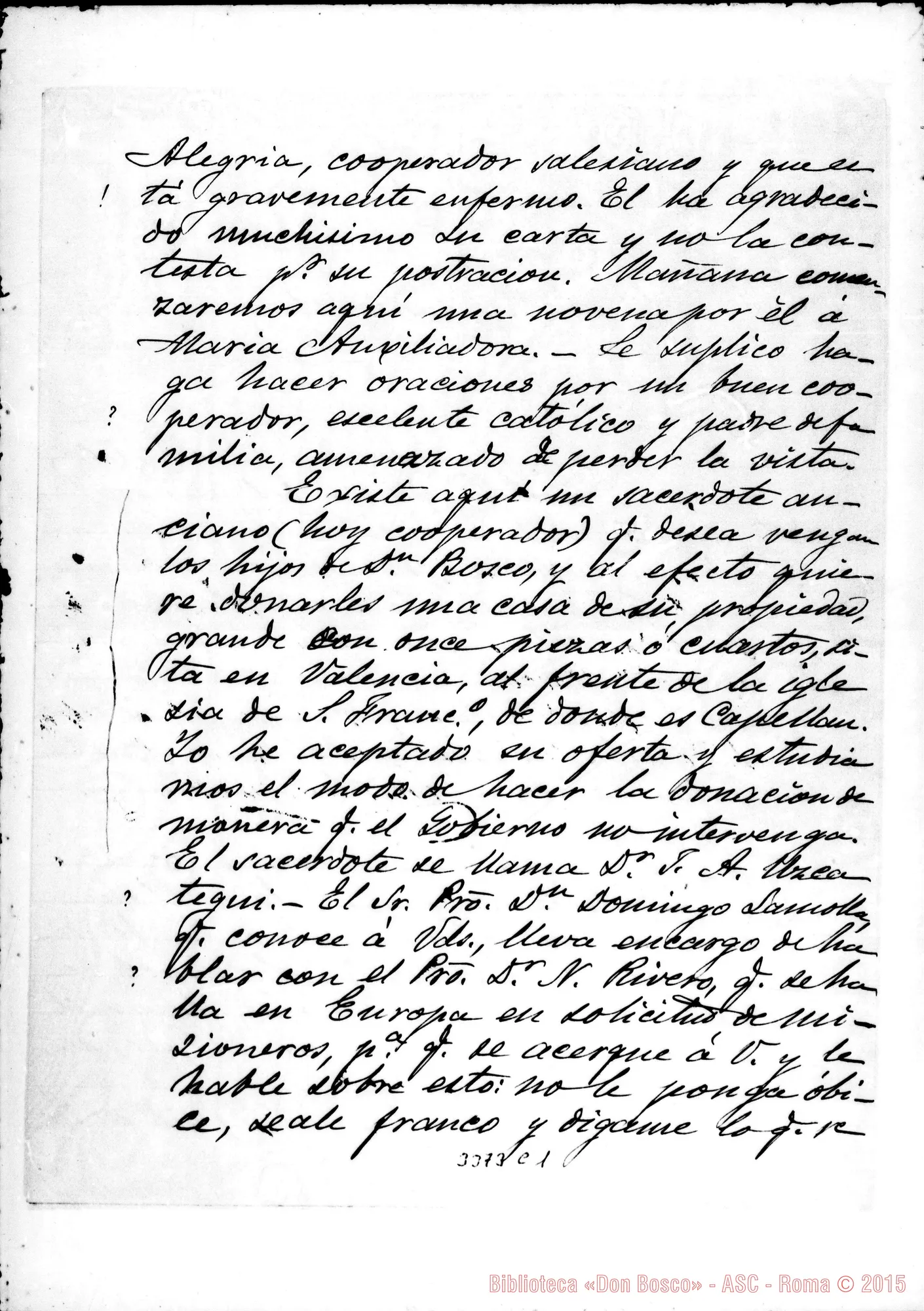 Fotogramma C 1 — Valencia-Venezuela: Ricardo Arteaga, pbro.-Don Rua. Caracas, 30-04-1891 Autogr. Rua