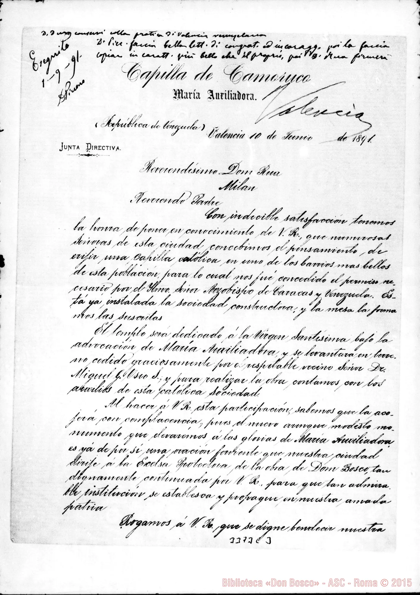 Fotogramma C 3 — Elodia de Iturriza-Don Rua. Valencia, 10-06-1891 Autogr. Rua