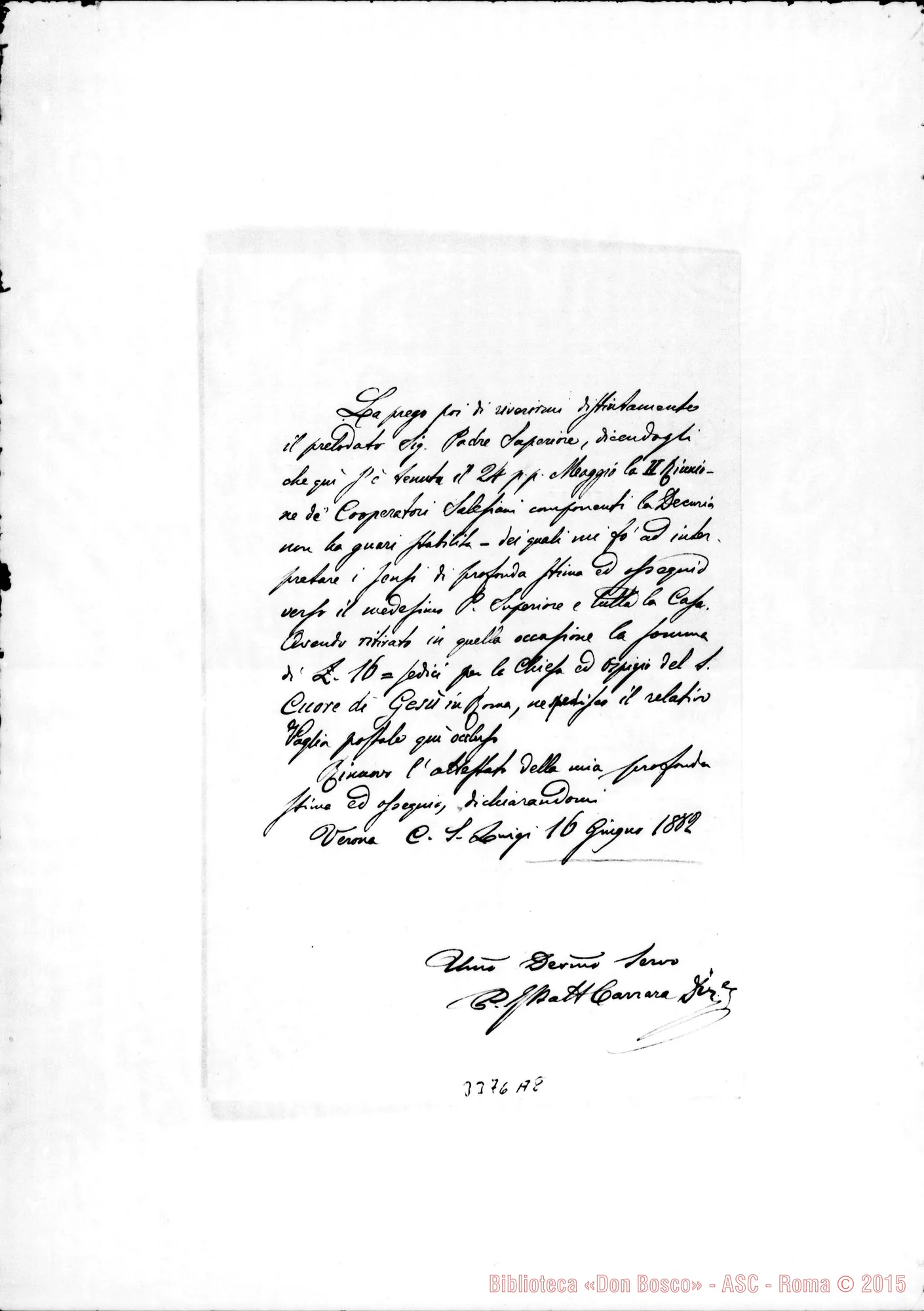 Fotogramma A 8 — Don Giov. Batt. Carrara-Rev.do Sig. Verona, 16-06-1882