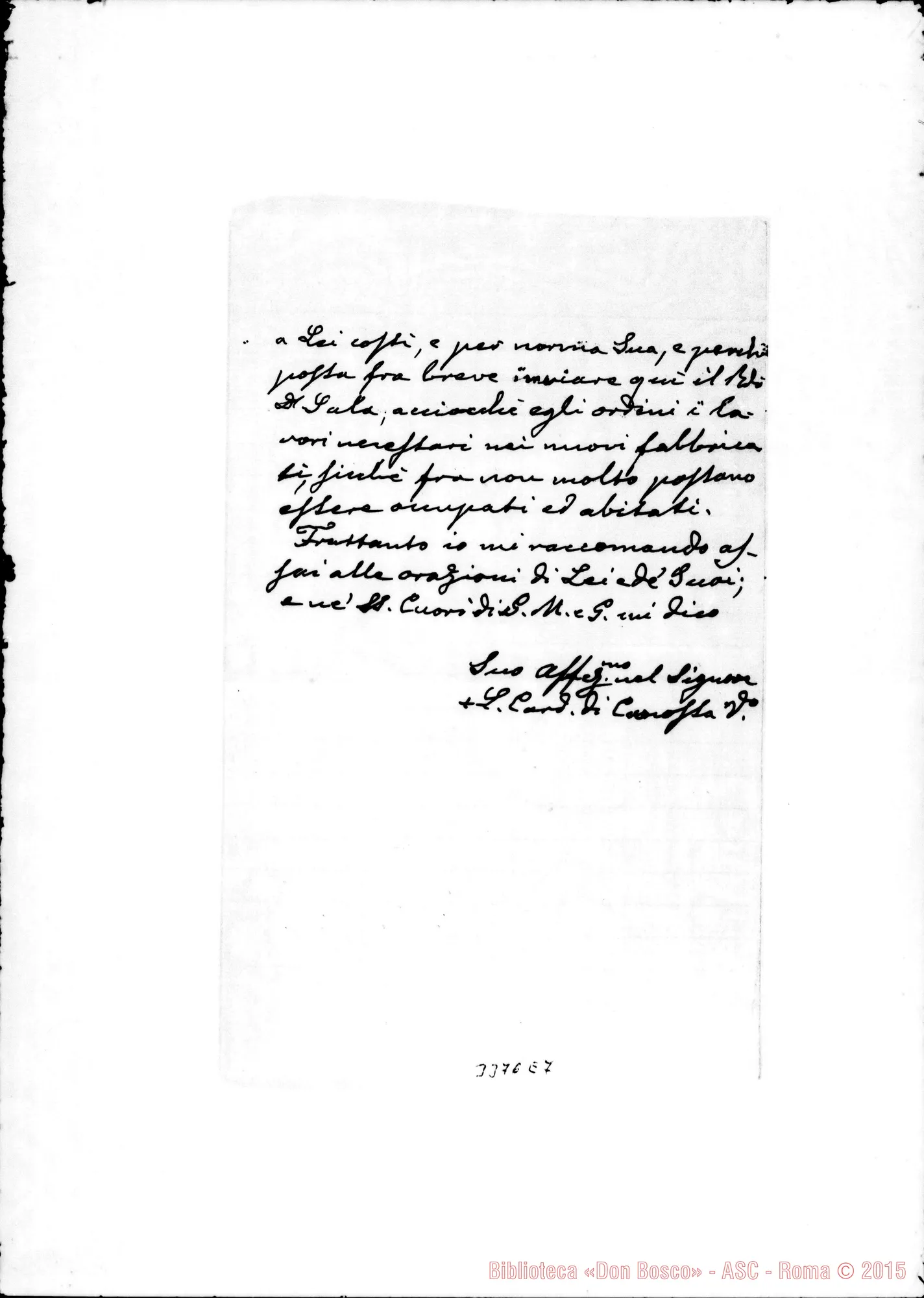 Fotogramma E 7 — Card. Luigi di Canossa-Don Rua. Verona, 28-02-1893 Autogr. Rua