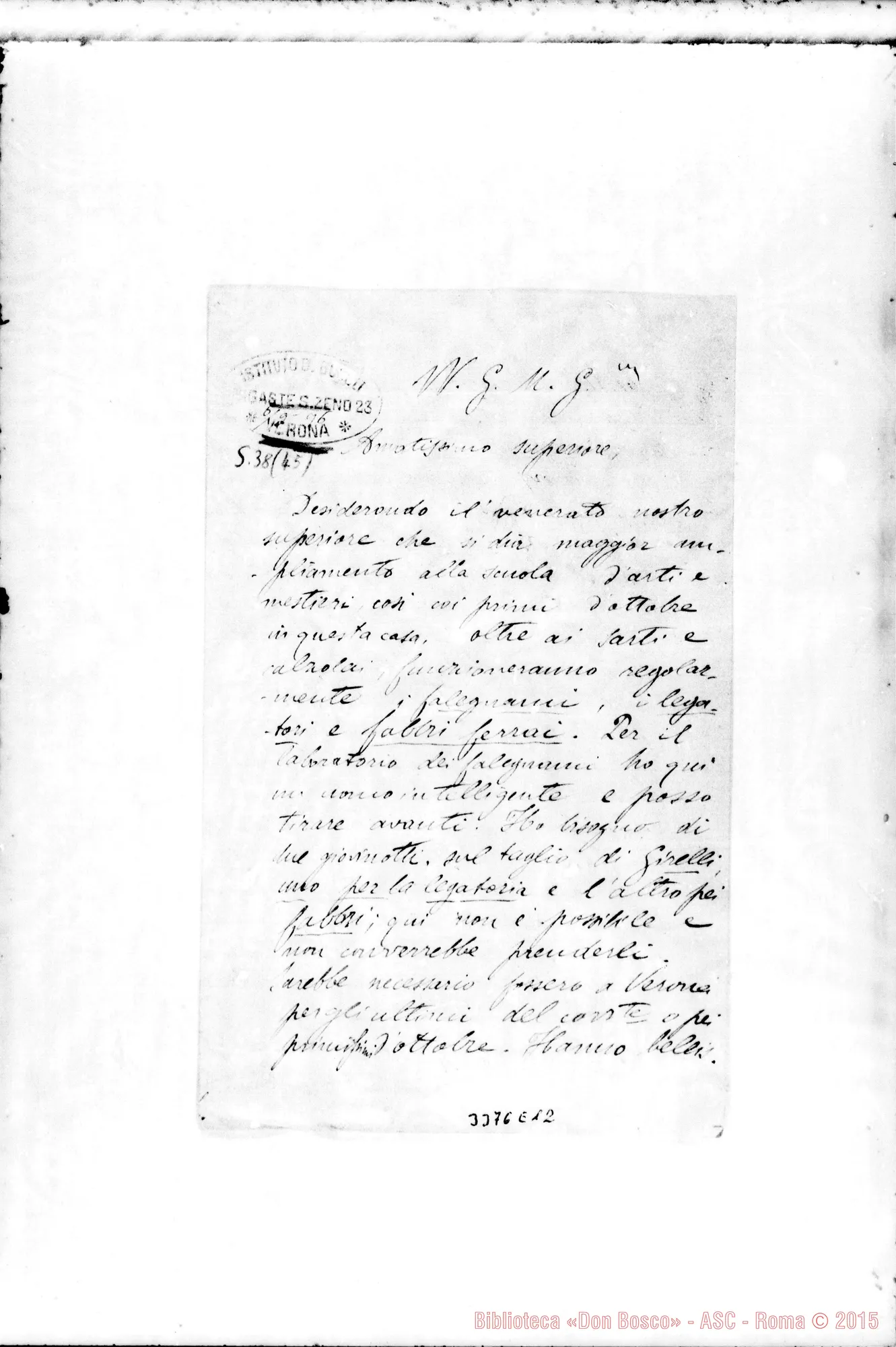 Fotogramma E 12 — Don Ciprandi-Amatissimo Superiore. Verona, 6-09-1896