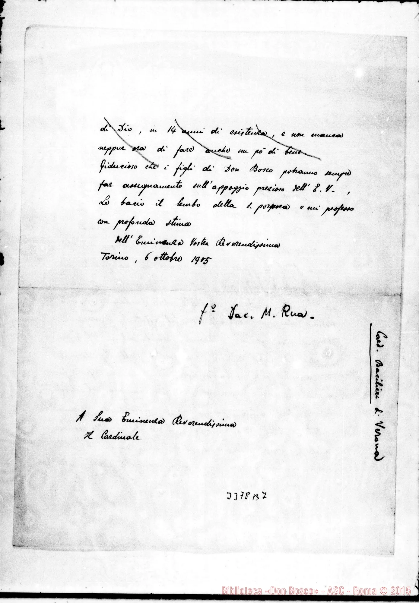 Fotogramma B 7 — Don Rua-Eminenza Rev.ma. Torino, 6-10-1905. Copia