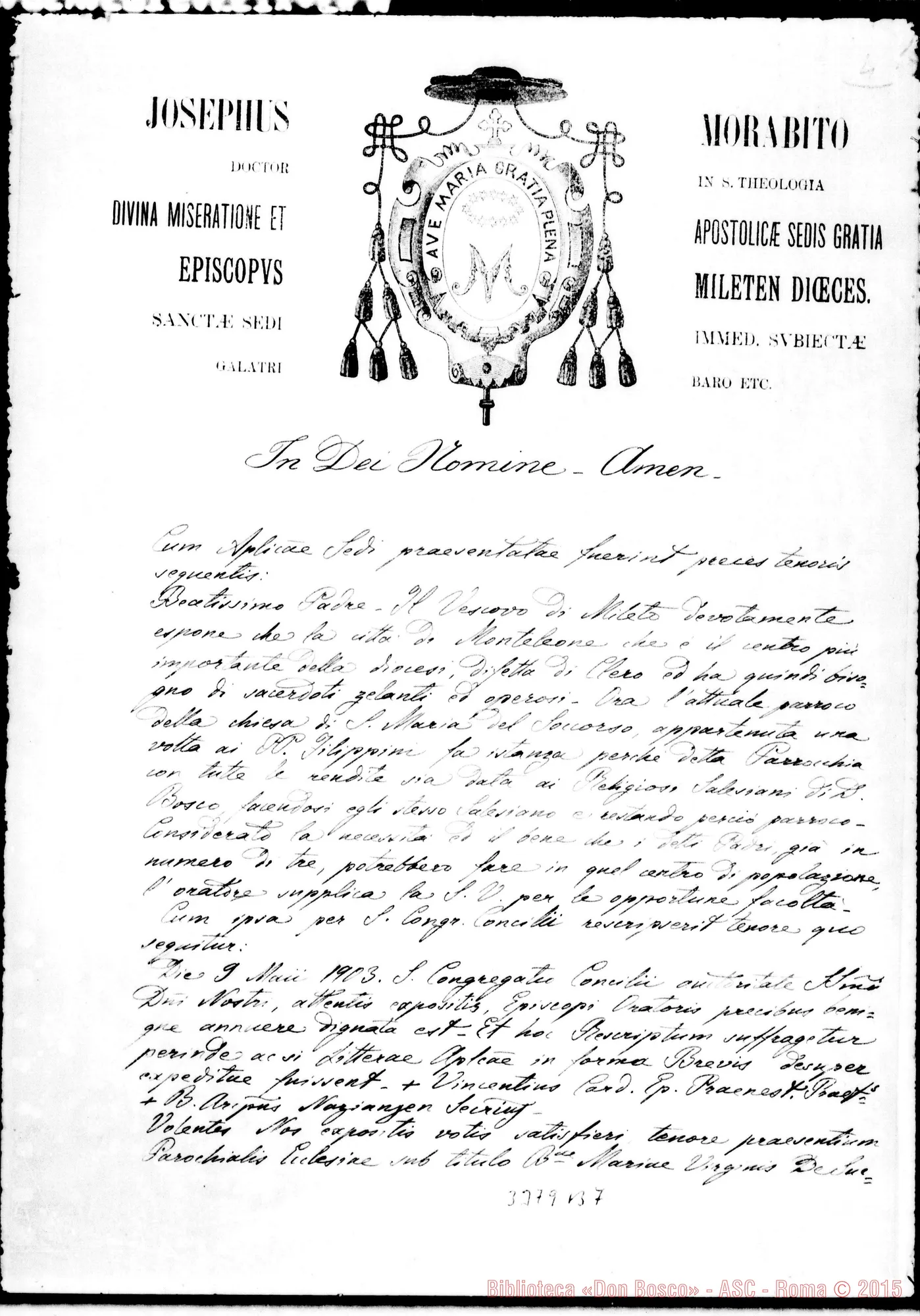 Fotogramma B 7 — Vibo Valentia: Giuseppe Moràbito, vesc. di Mileto, il 15-05-1903