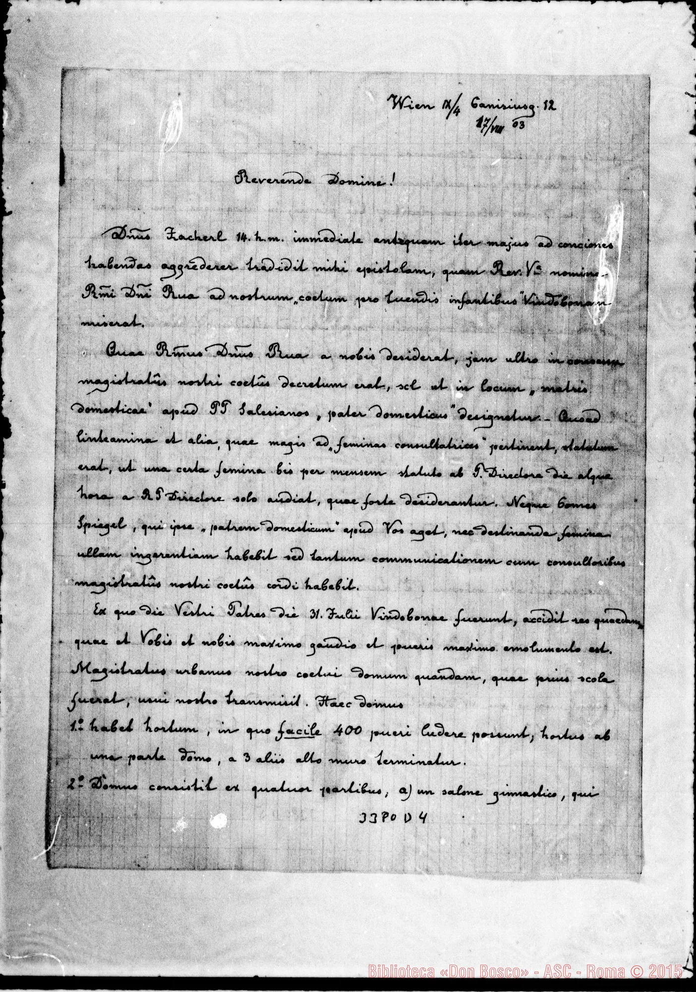 Fotogramma D 4 — Don Henr. Abel, S.J.-Reverende Domine. Wien, 17-07-1903