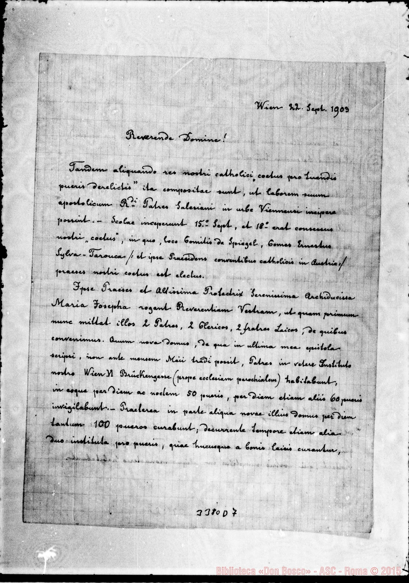 Fotogramma D 7 — Don Henr. Abel, S.J.-Reverende Domine. Wien, 22-09-1903