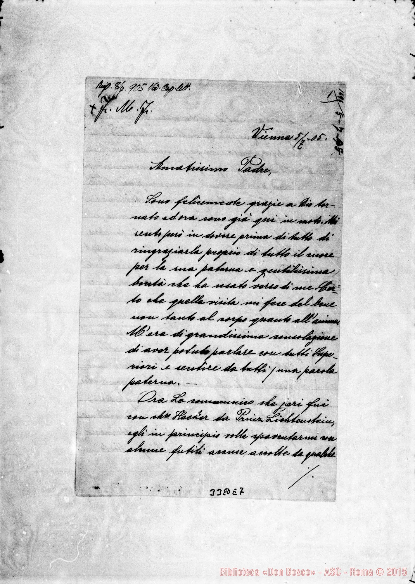 Fotogramma E 7 — Don Kurpisz Teodoro-Amatissimo Padre. Vienna, 5-07-1905