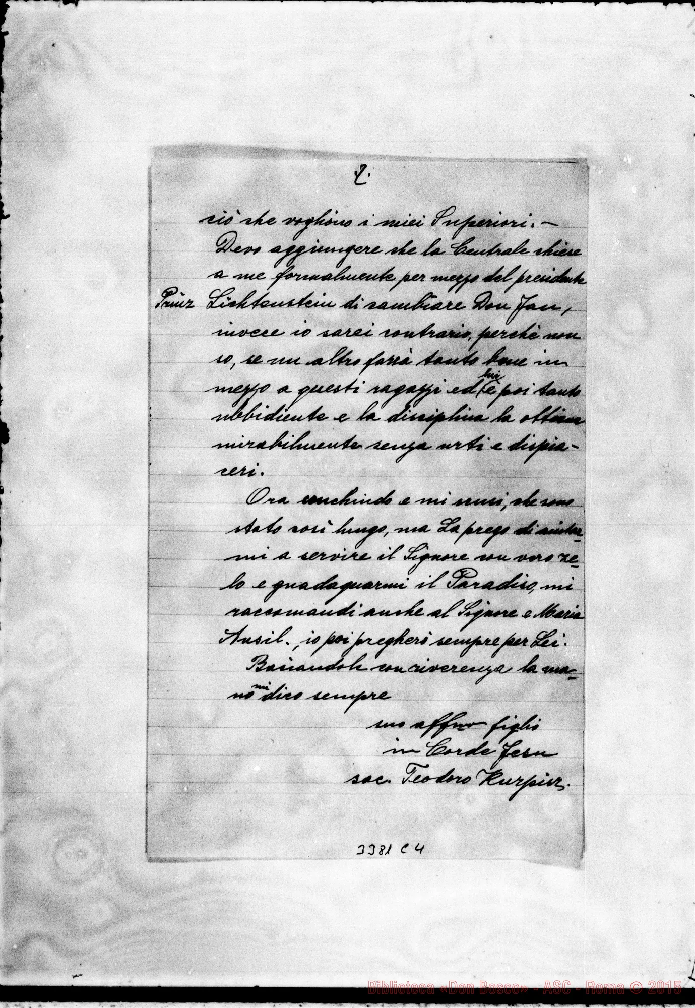 Fotogramma C 4 — Don Kurpisz Teodoro-Amatissimo Padre. Vienna, 28-07-1905