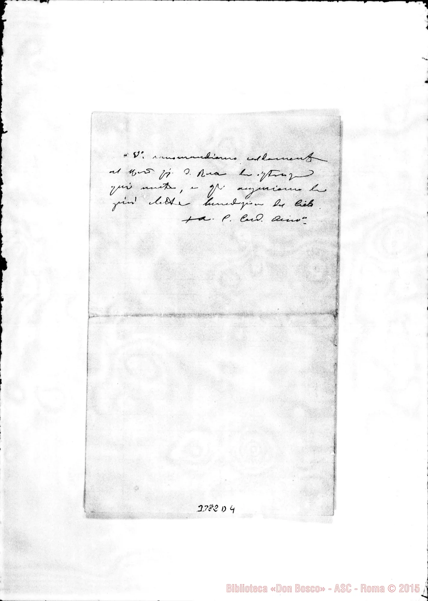 Fotogramma D 4 — Don Giuseppe Luraghi, miss, apost.-Rev.mo Sig., il 10-04-1896