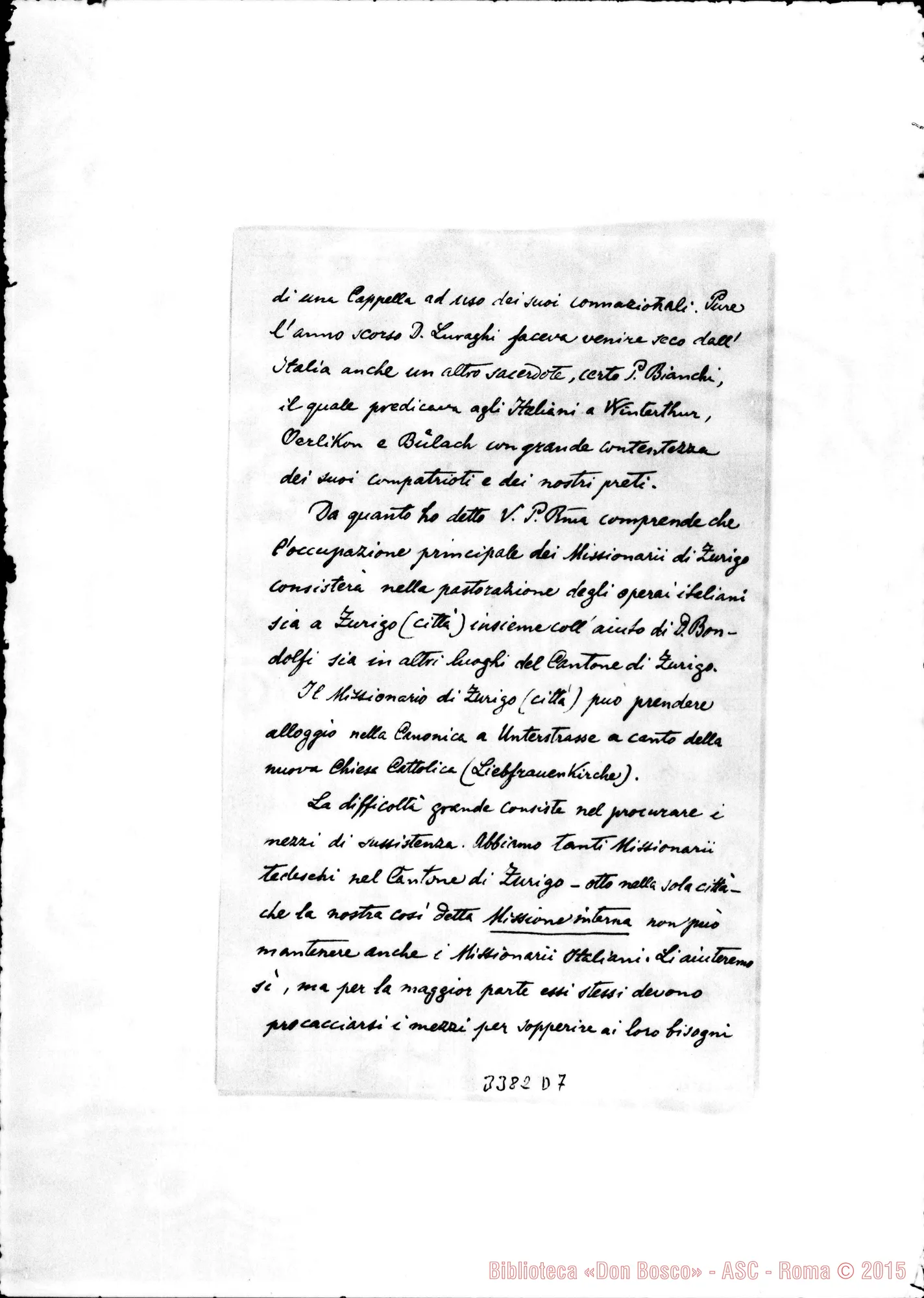 Fotogramma D 7 — Giov. Fedele Battaglia, vesc.-Padre Superiore. Coira, 22-03-1897