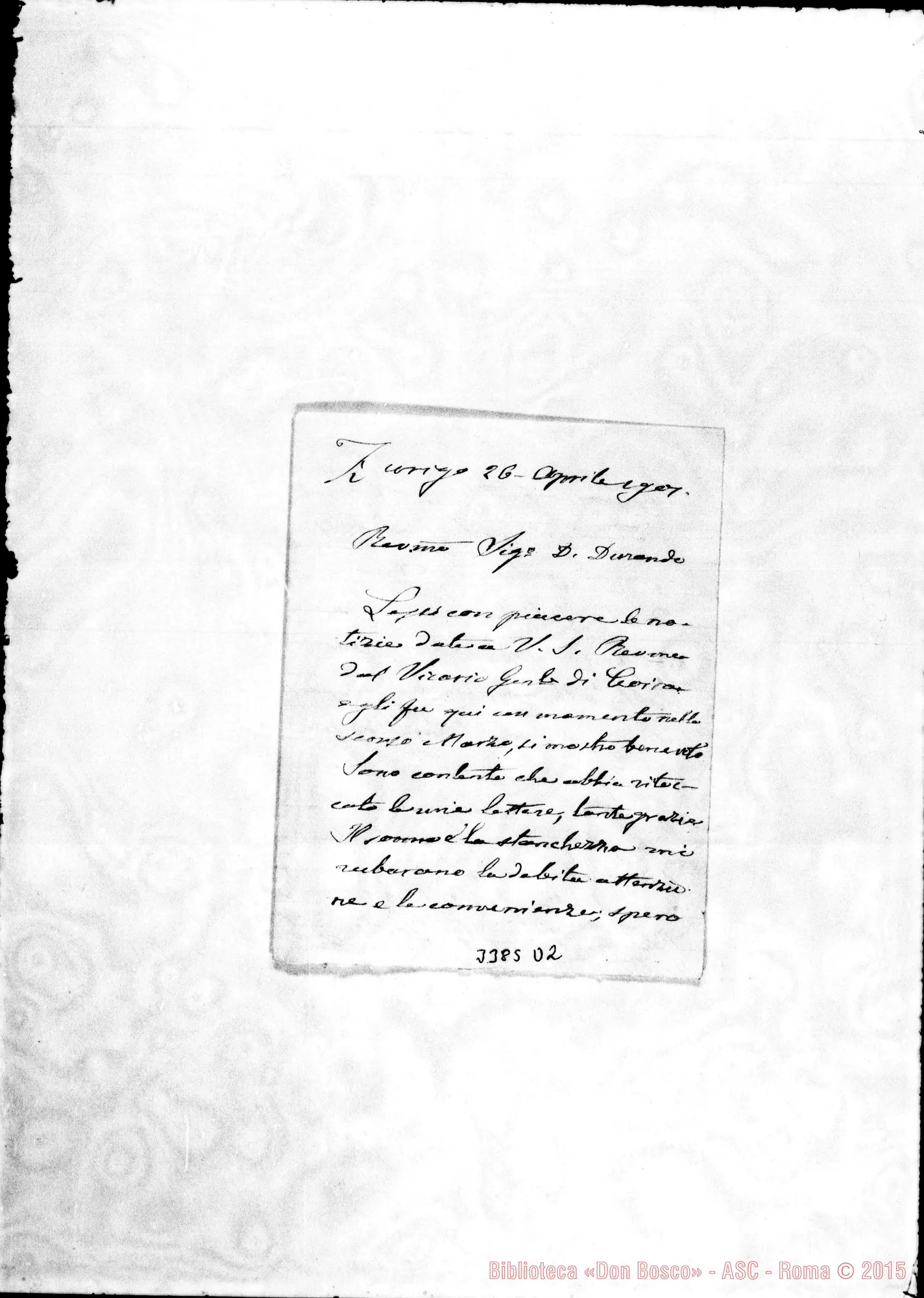 Fotogramma D 2 — Don Giovanni Branda-Don Durando. Zurigo, 26-04-1901