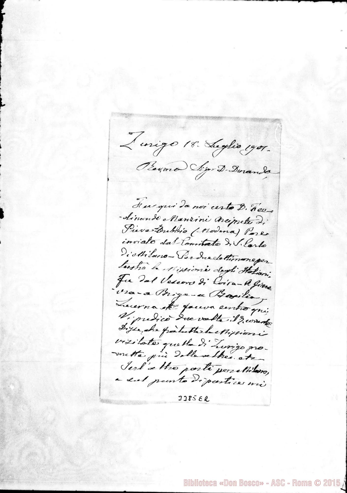 Fotogramma E 2 — Don Giovanni Branda-Don Durando. Zurigo, 18-07-1901