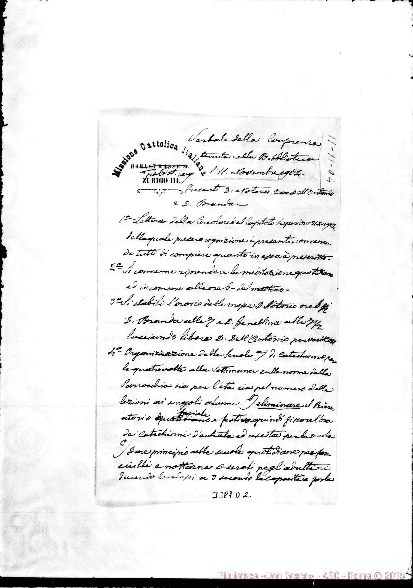 Fotogramma D 2 — Verbale della Conferenza, 1’ 11 -11-1904