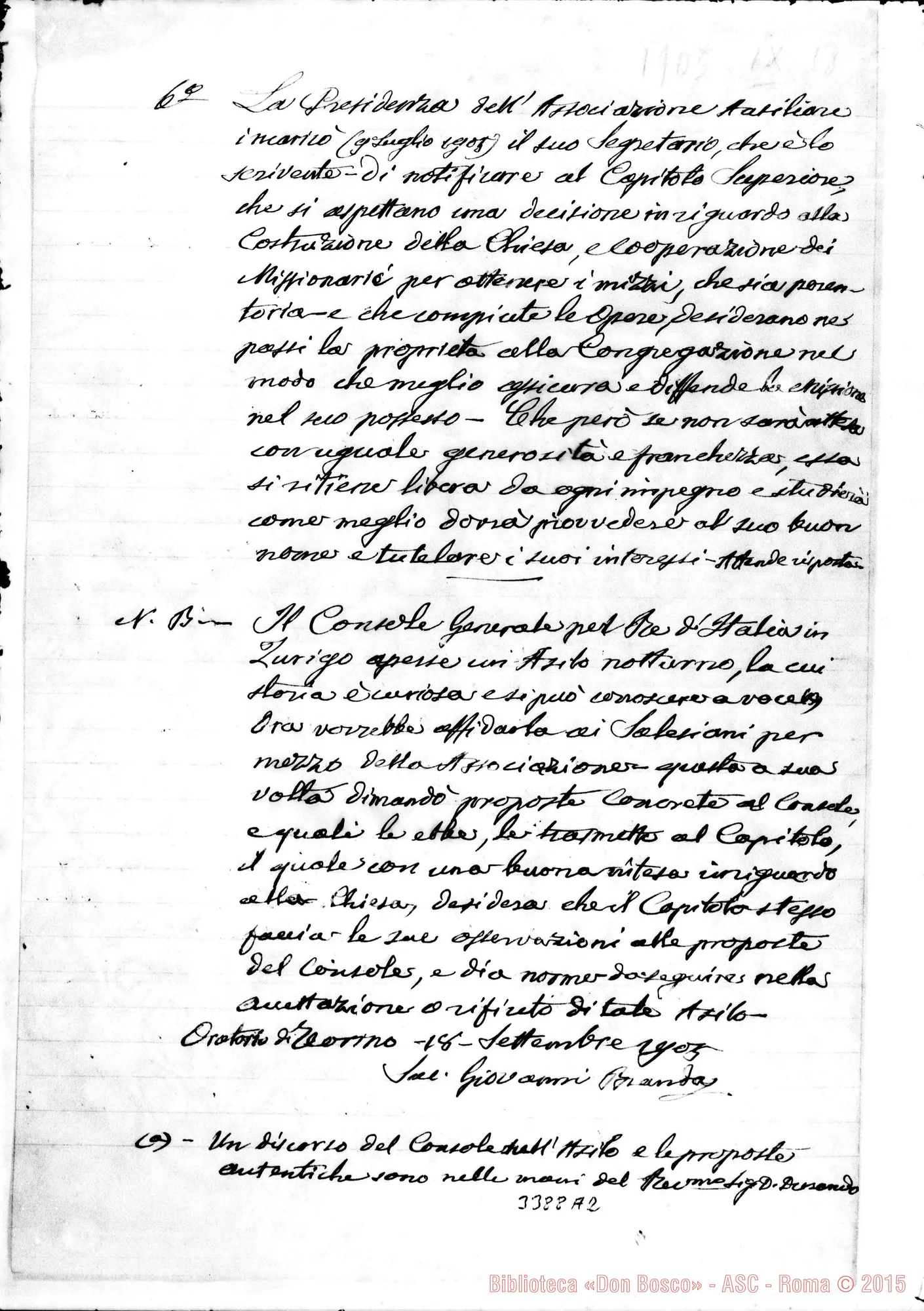 Fotogramma A 2 — Don Giovanni Branda-Capitolo Superiore. Torino, 18-09-1905