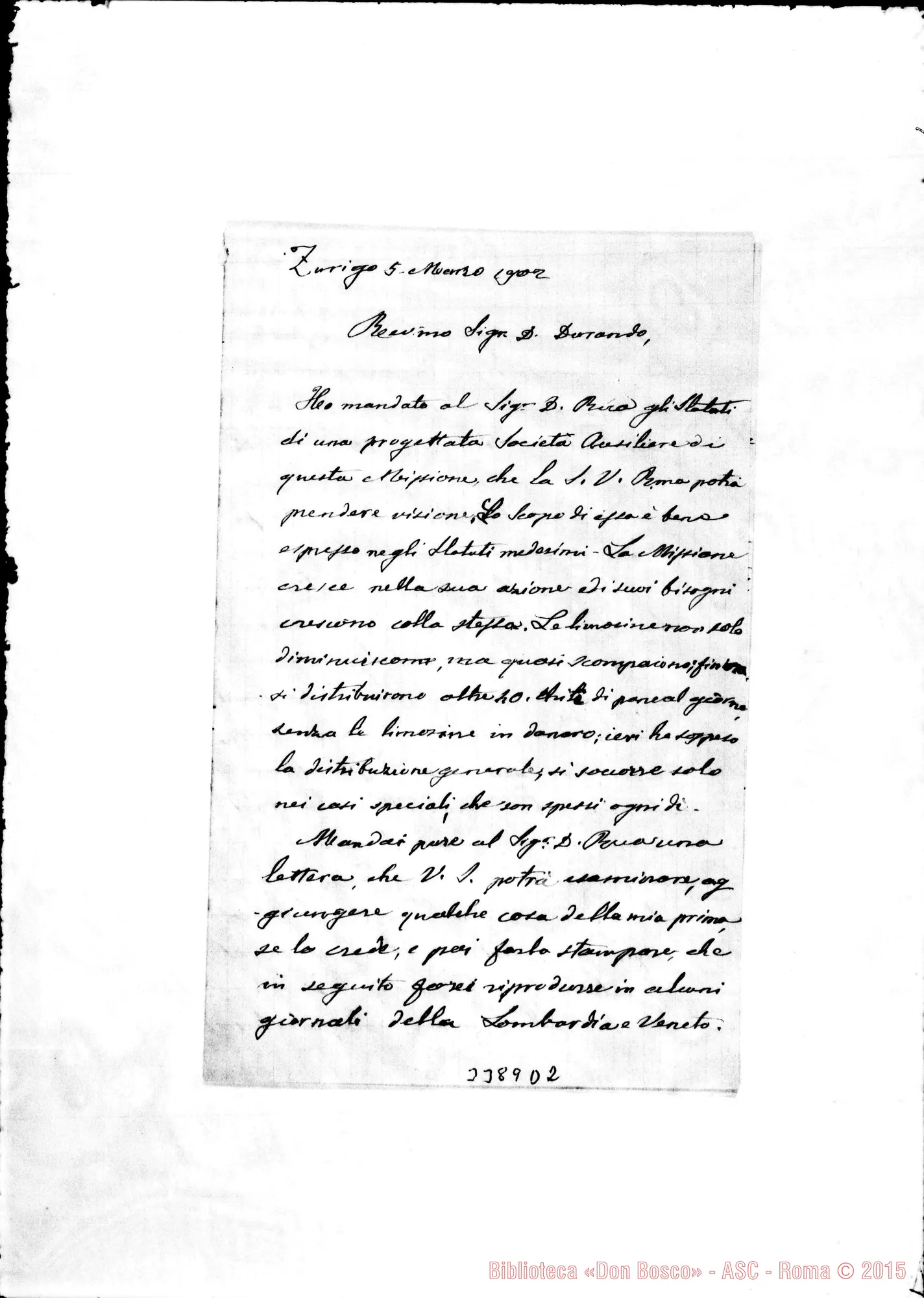Fotogramma D 2 — Don Giovanni Branda-Don Durando. Zurigo, 5-03-1902