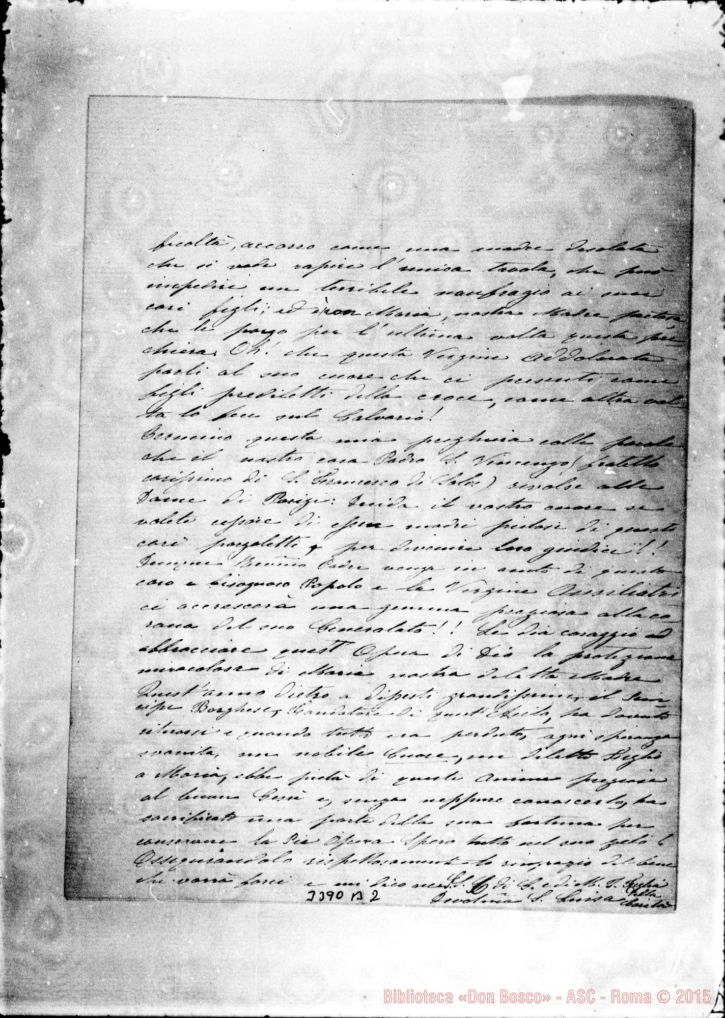 Fotogramma B 2 — Artena: S. Luisa Carità-Don Rua. Artena, 14-01-1892 Autogr. Rua