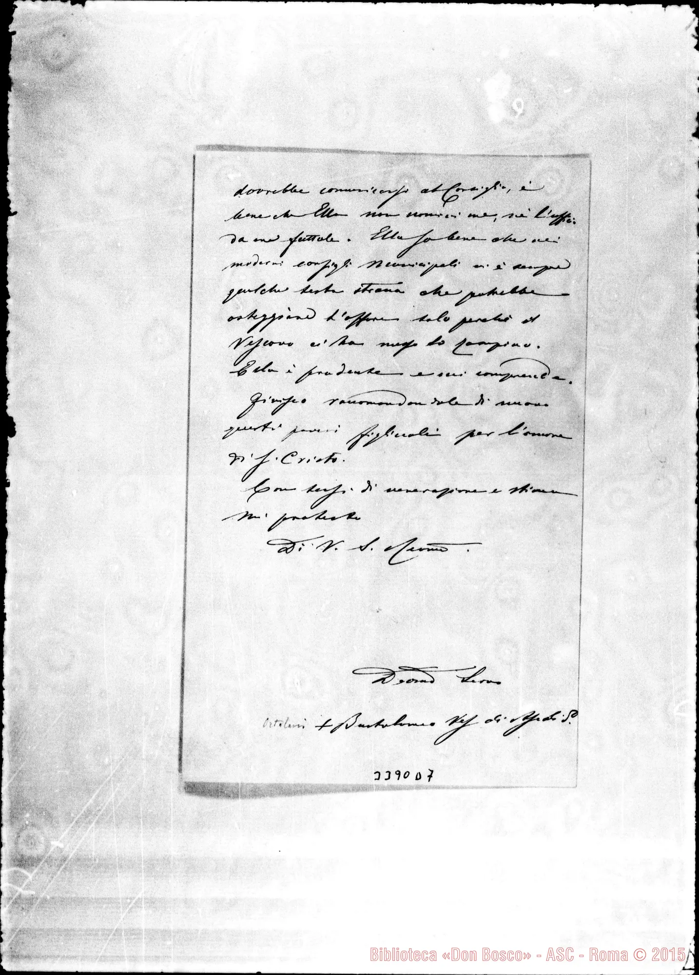Fotogramma D 7 — Bartolomeo Ortolani, vesc. di Ascoli-Don Bosco, il 23-08-1885