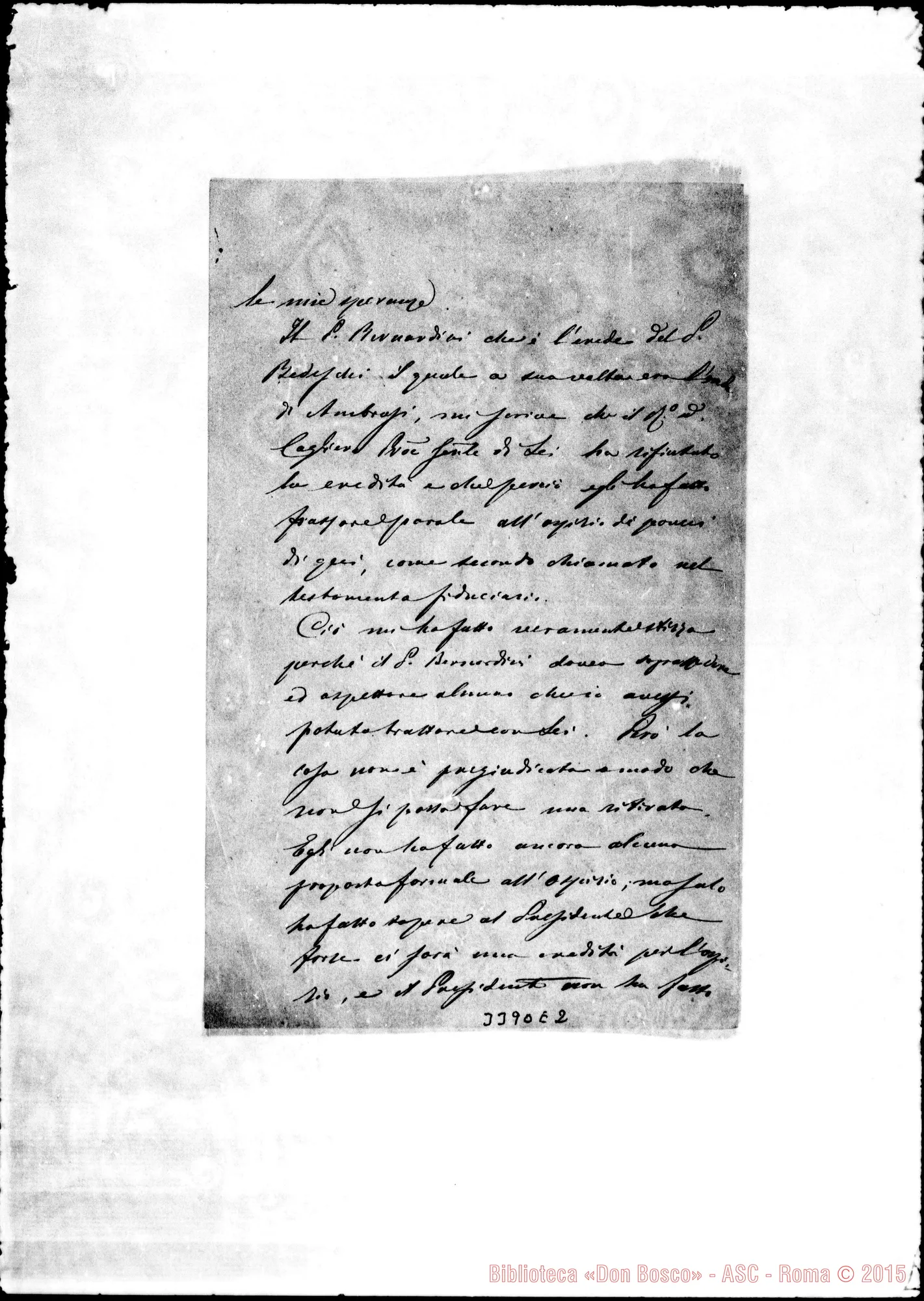 Fotogramma E 2 — Bartolomeo Ortolani, vesc.-Rev.do Sig. Ascoli, 24-11-1890 Autogr. Rua
