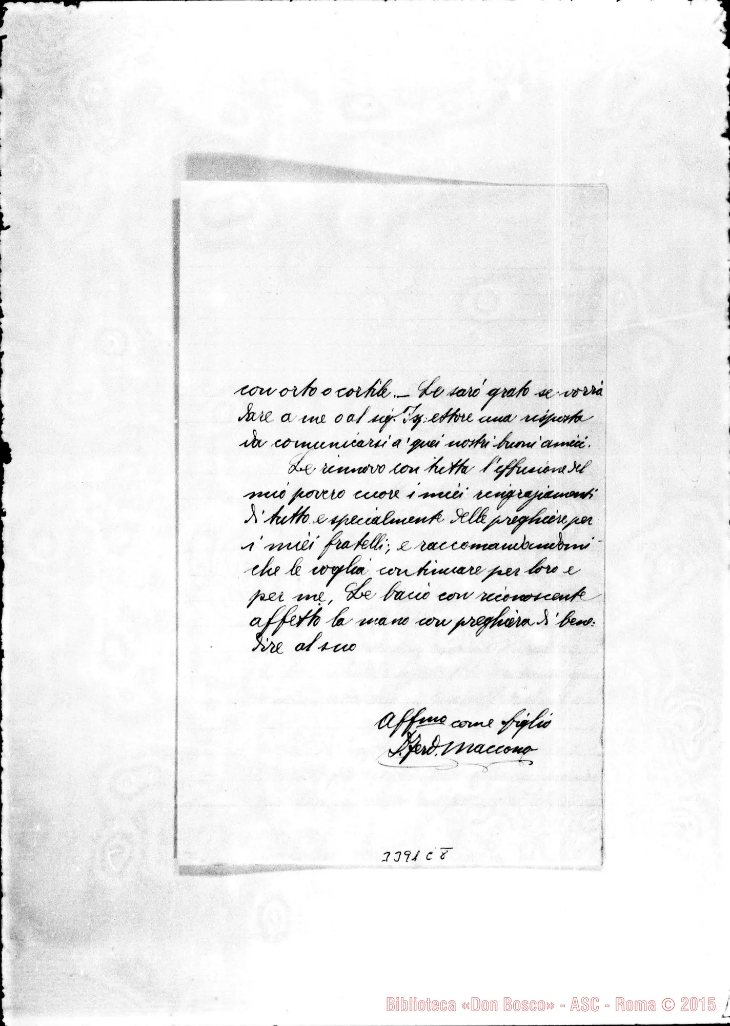 Fotogramma C 8 — Don Maccono Ferdinando-Amatissimo Padre. Macerata, 19-05-1908