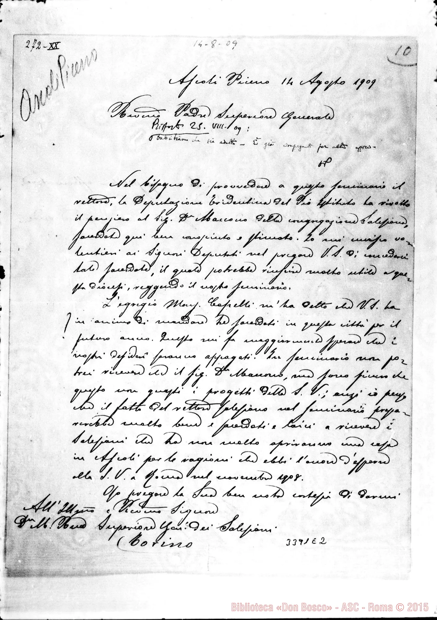 Fotogramma E 2 — Pacifico Fiorani, vesc.-Don Rua. Ascoli, 14-08-1909
