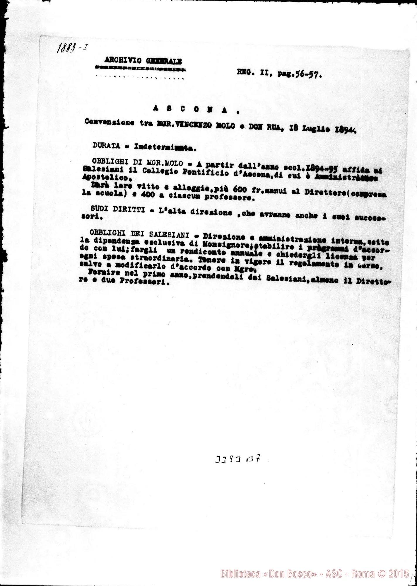 Fotogramma B 7 — Convenzione: copie