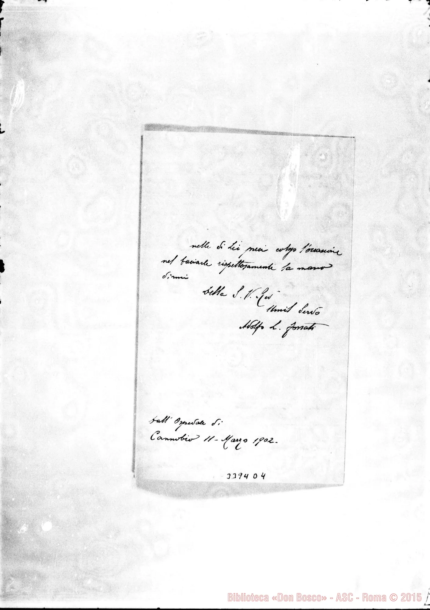 Fotogramma D 4 — Don Giov. Mellano-Don Durando. Ascona, 24-03-1902. All. Adolfo Fossati-Direttore. Cannobio, 11-03-1902