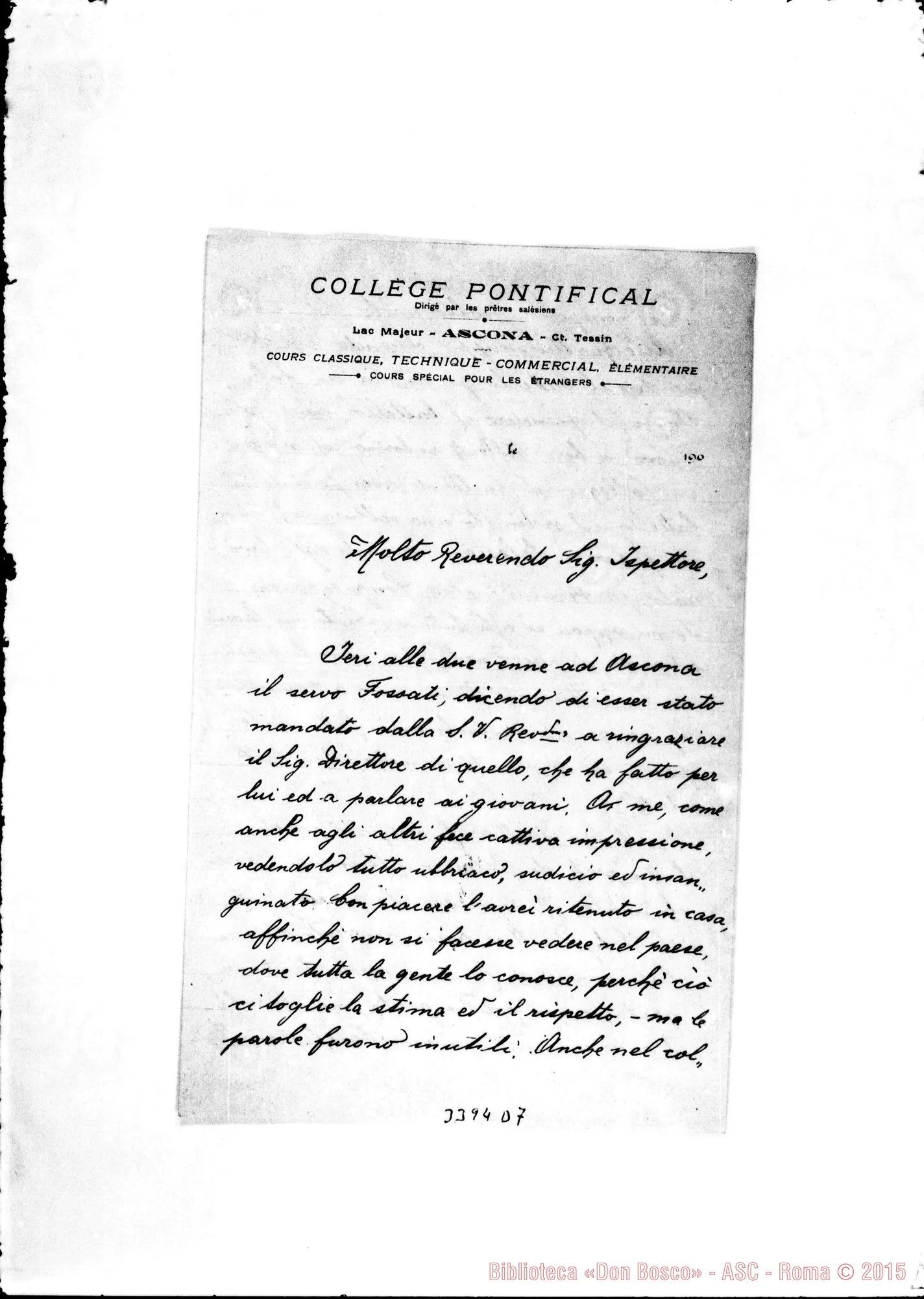 Fotogramma D 7 — Diac. Valjavec Giuseppe-Ispettore. Ascona, 1-05-1902
