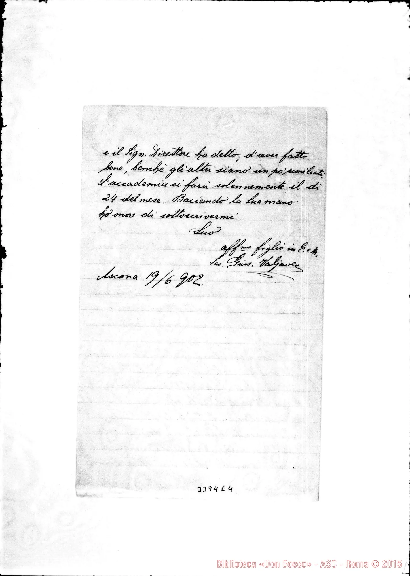 Fotogramma E 4 — Don Giuseppe Valjavec-Ispettore. Ascona, 19-06-1902