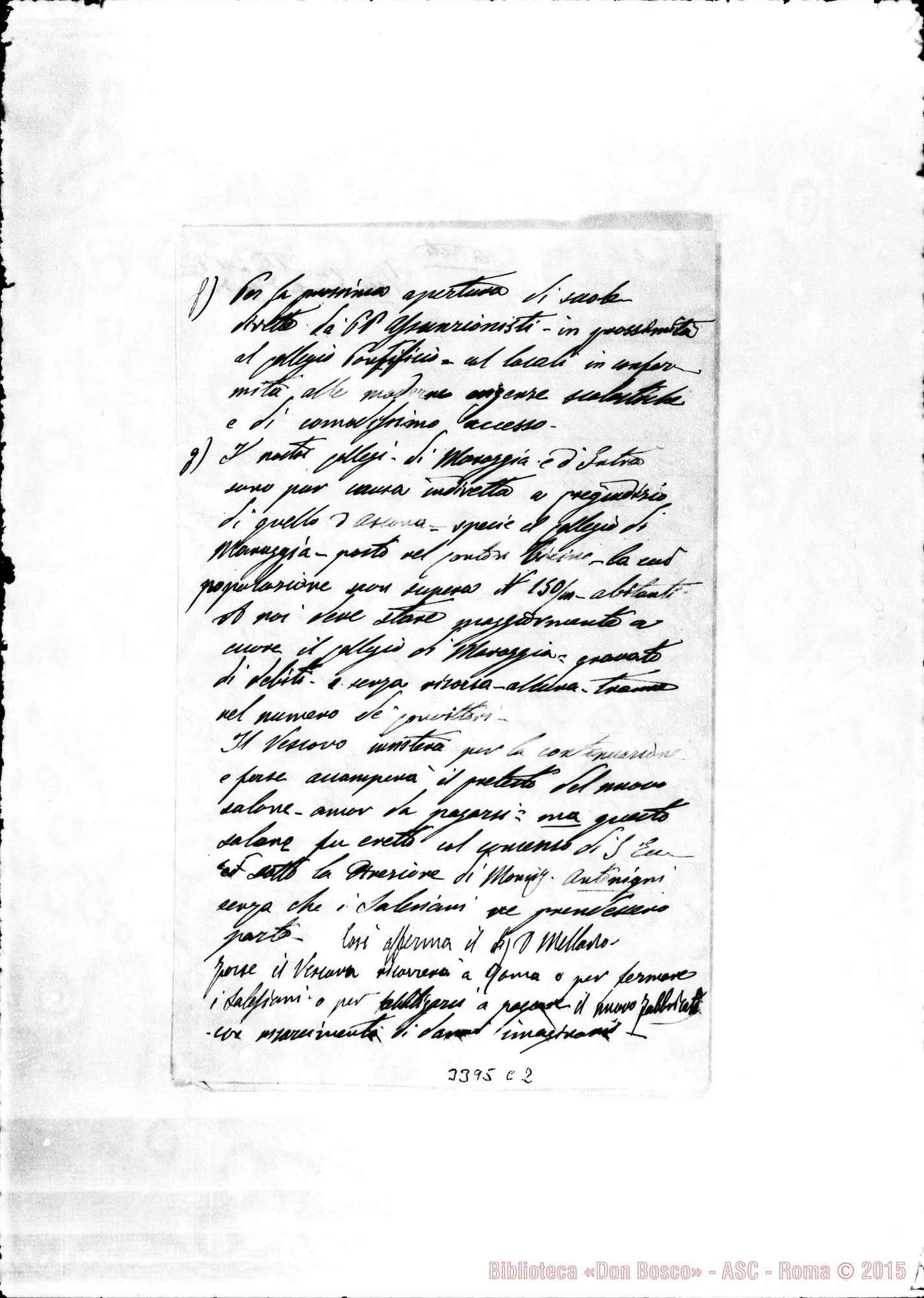 Fotogramma C 2 — Don Veronesi Mosè-Don Rinaldi. Milano, 26-11-1909 Autogr. Rinaldi