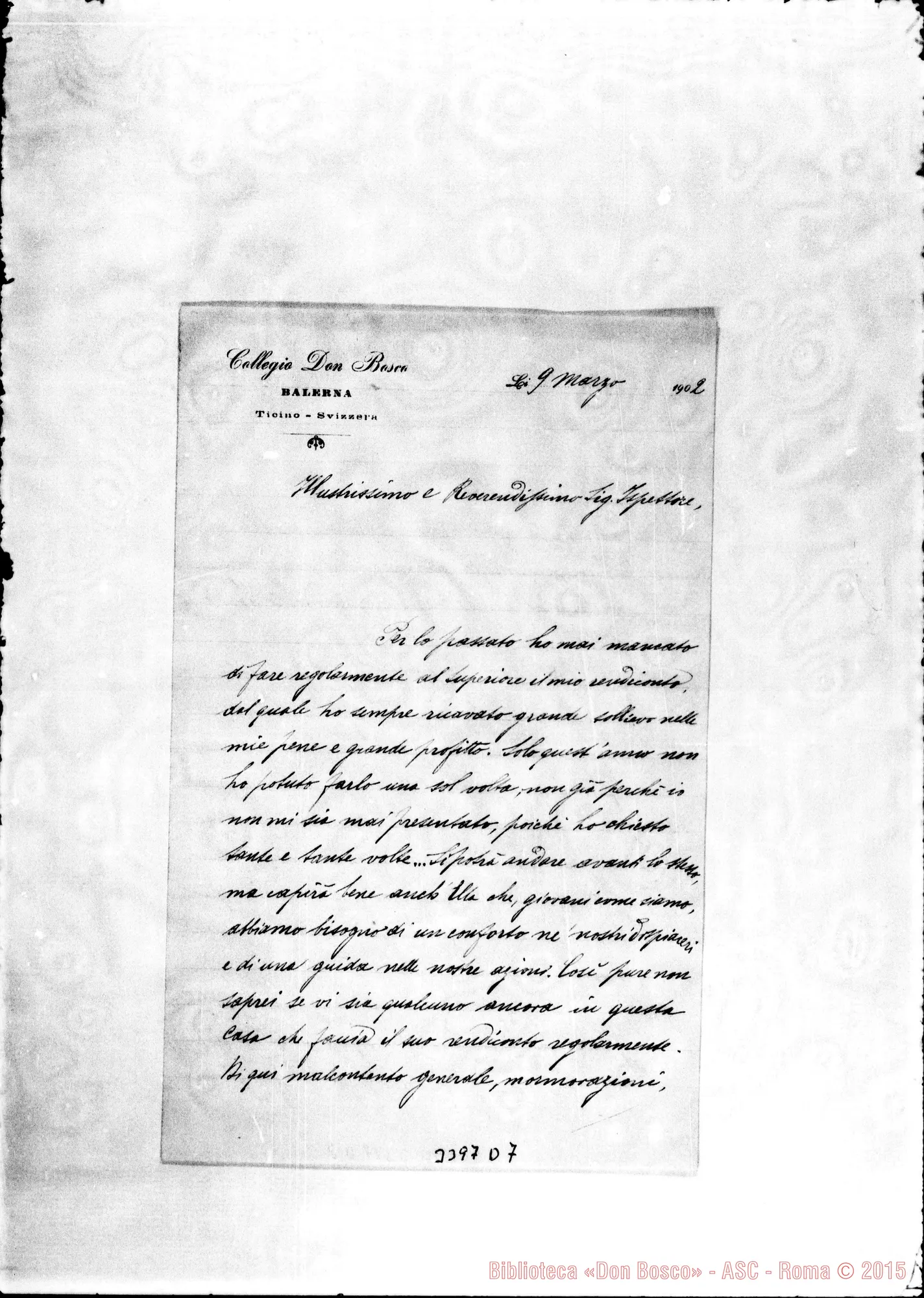 Fotogramma D 7 — Don Rocco Rodighiero-Ispettore. Balerna, 9-03-1902